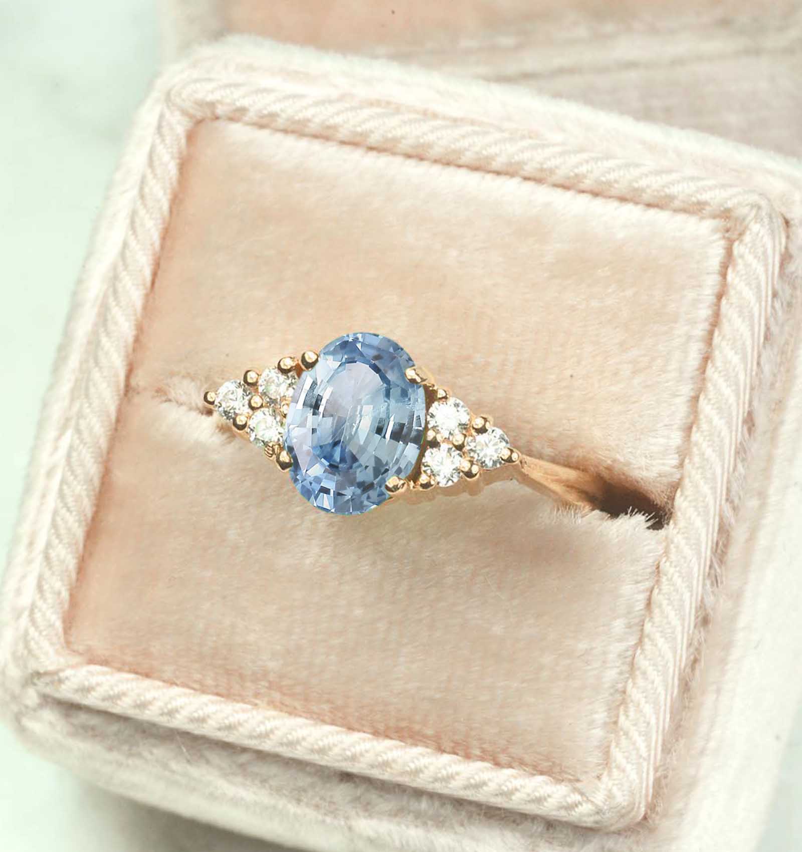 aquamarine floral cluster ring