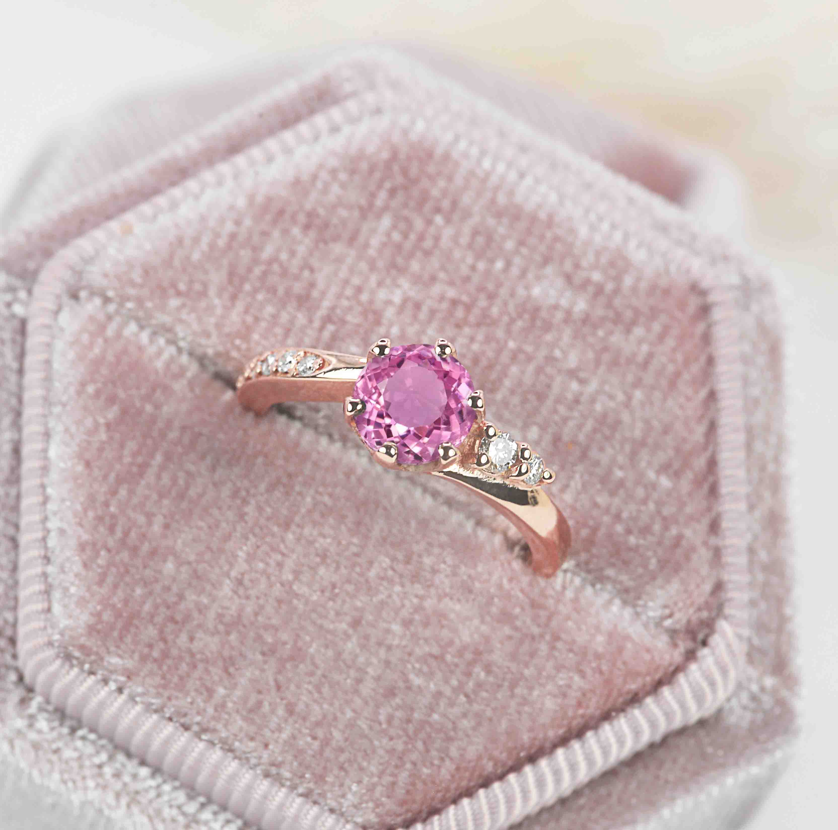 art deco pink sapphire ring