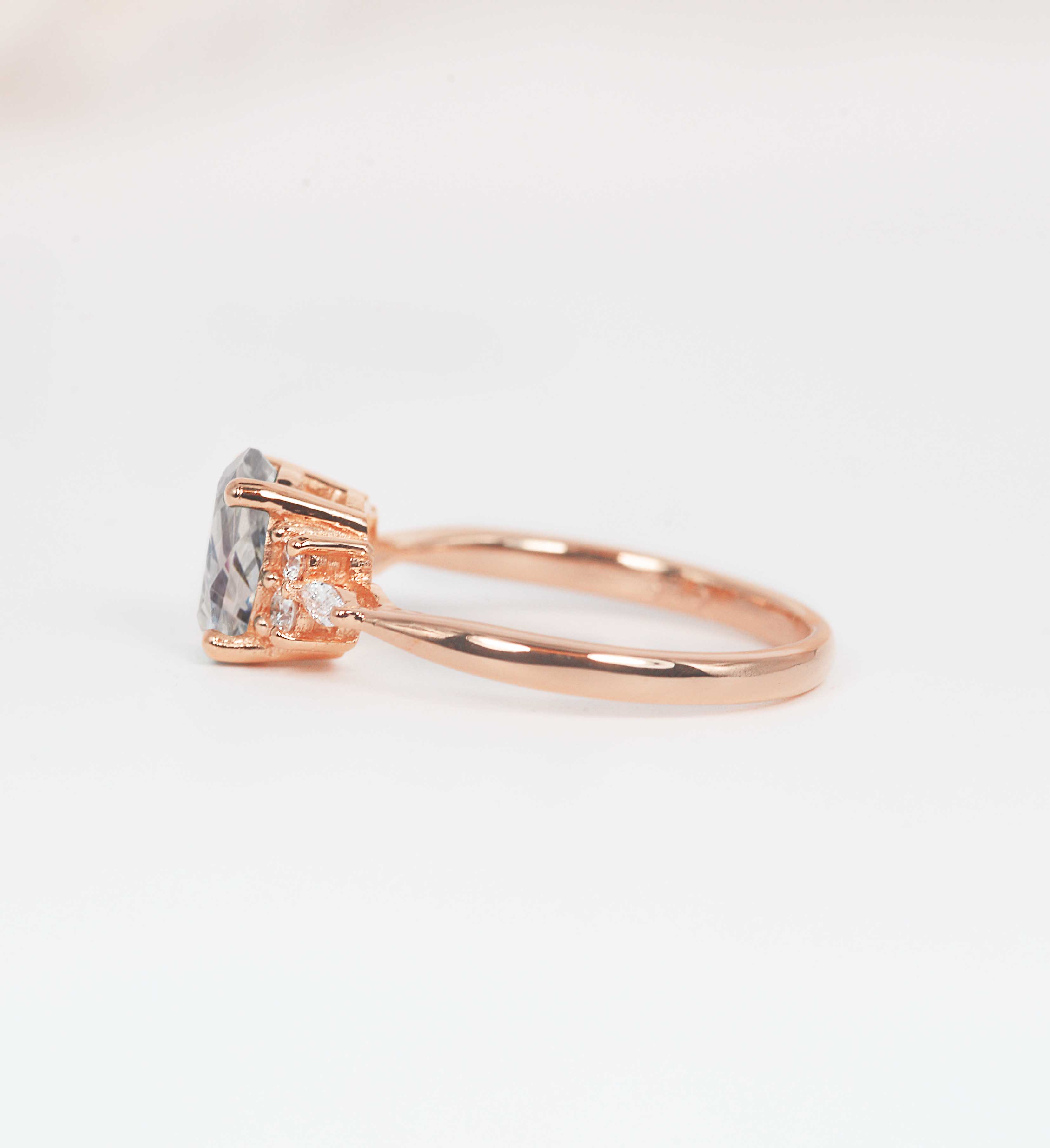 art deco lab diamond ring in rose gold
