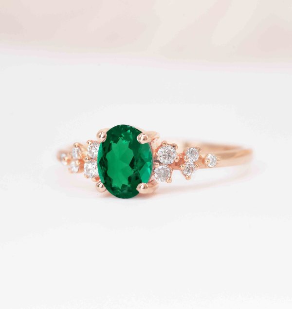 bridal emerald and diamond engagement ring