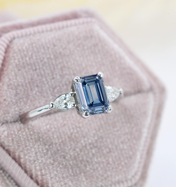 emerald cut aquamarine bridal ring
