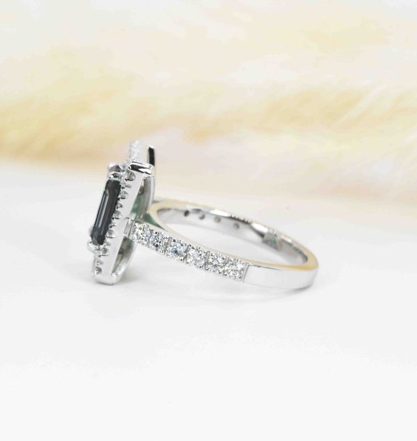 beautiful grey moissanite vintage engagement ring