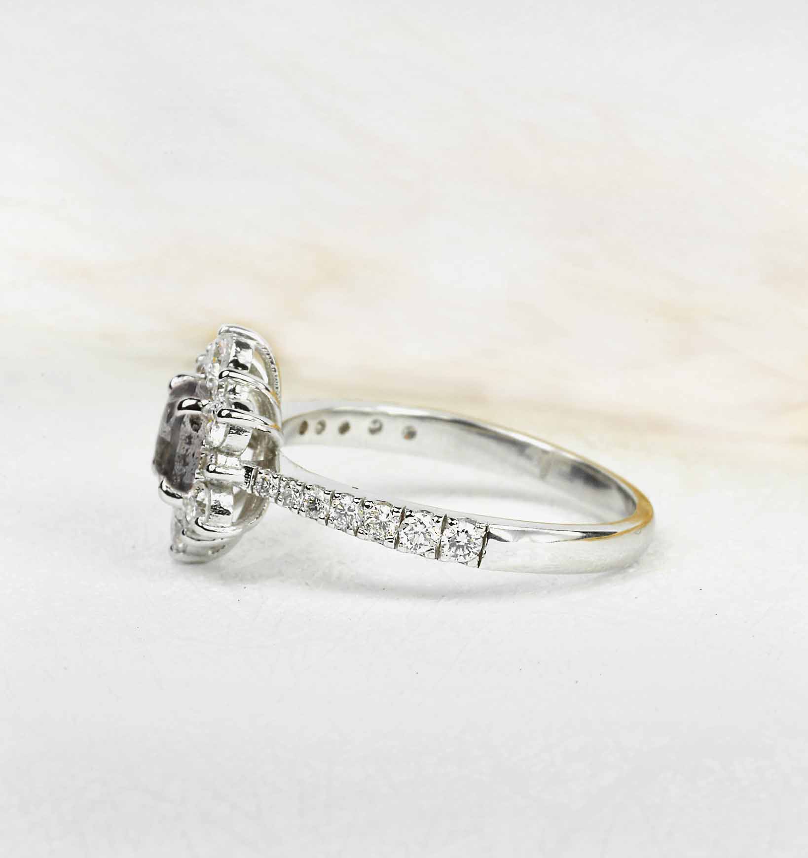 grey diamond ring in white gold