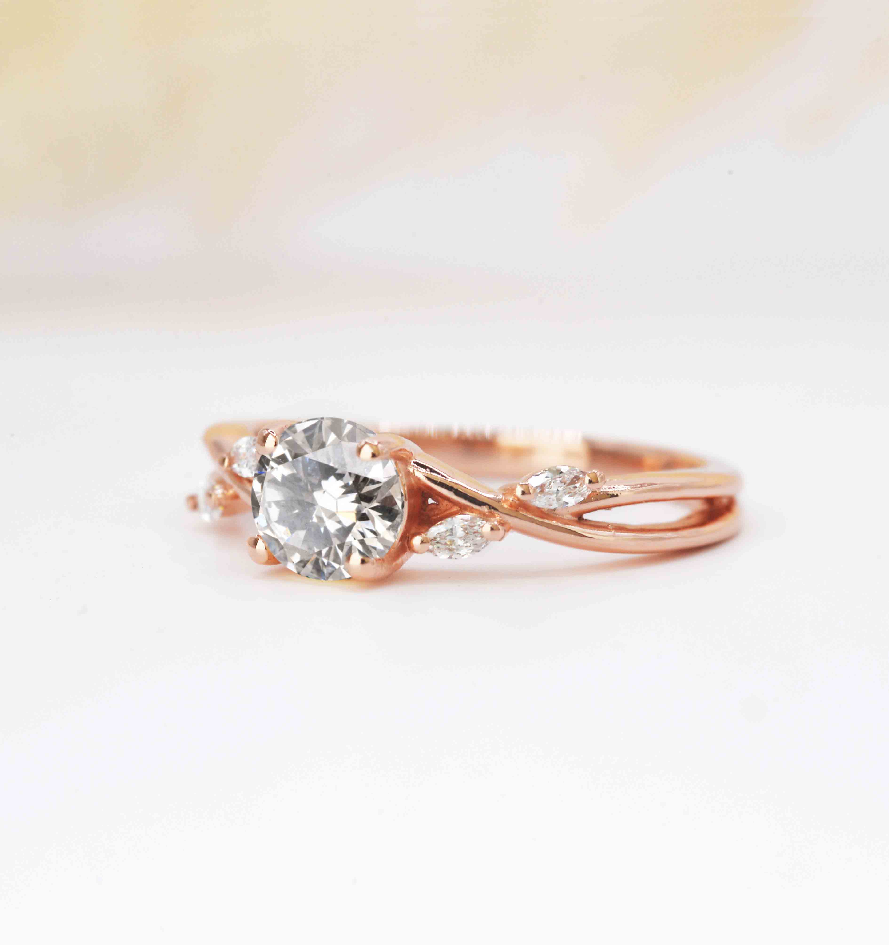 lab diamond art deco engagement ring
