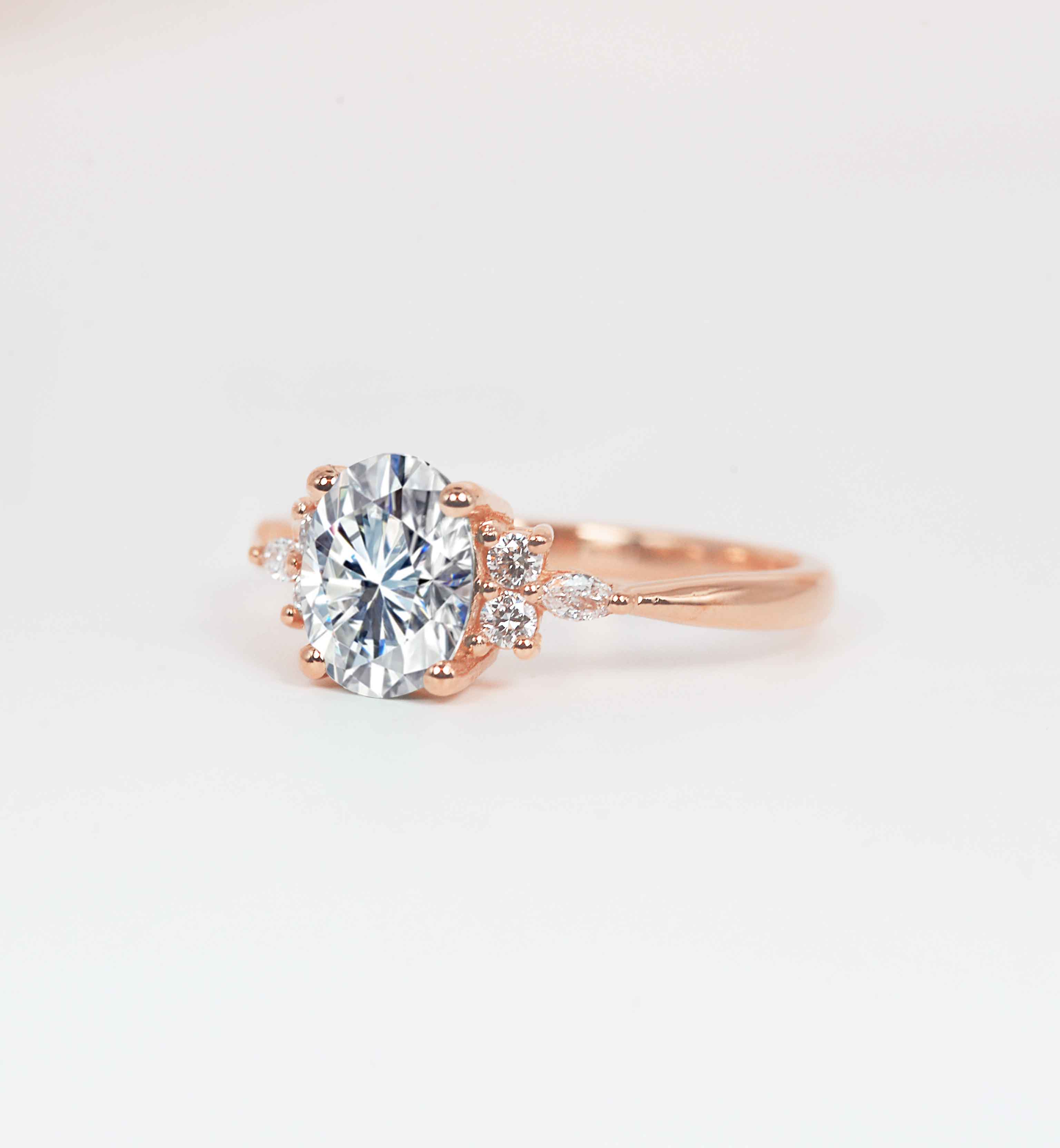 art deco lab diamond ring in rose gold