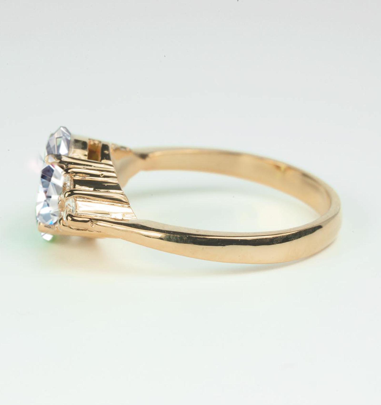 lab grown diamond and round diamond vintage ring