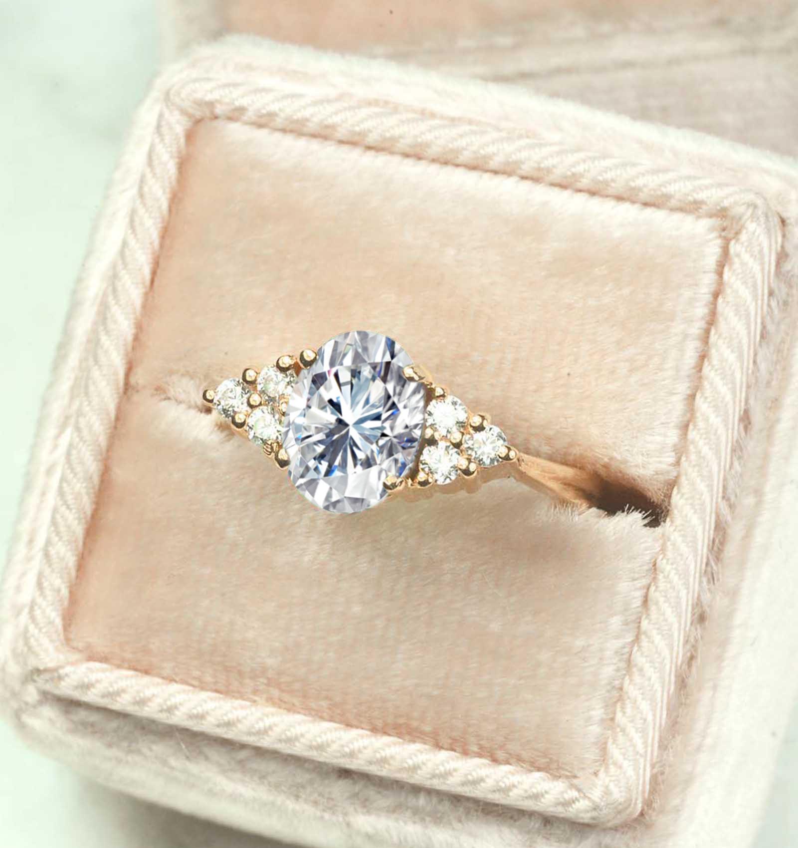 lab grown diamond and round diamond vintage ring