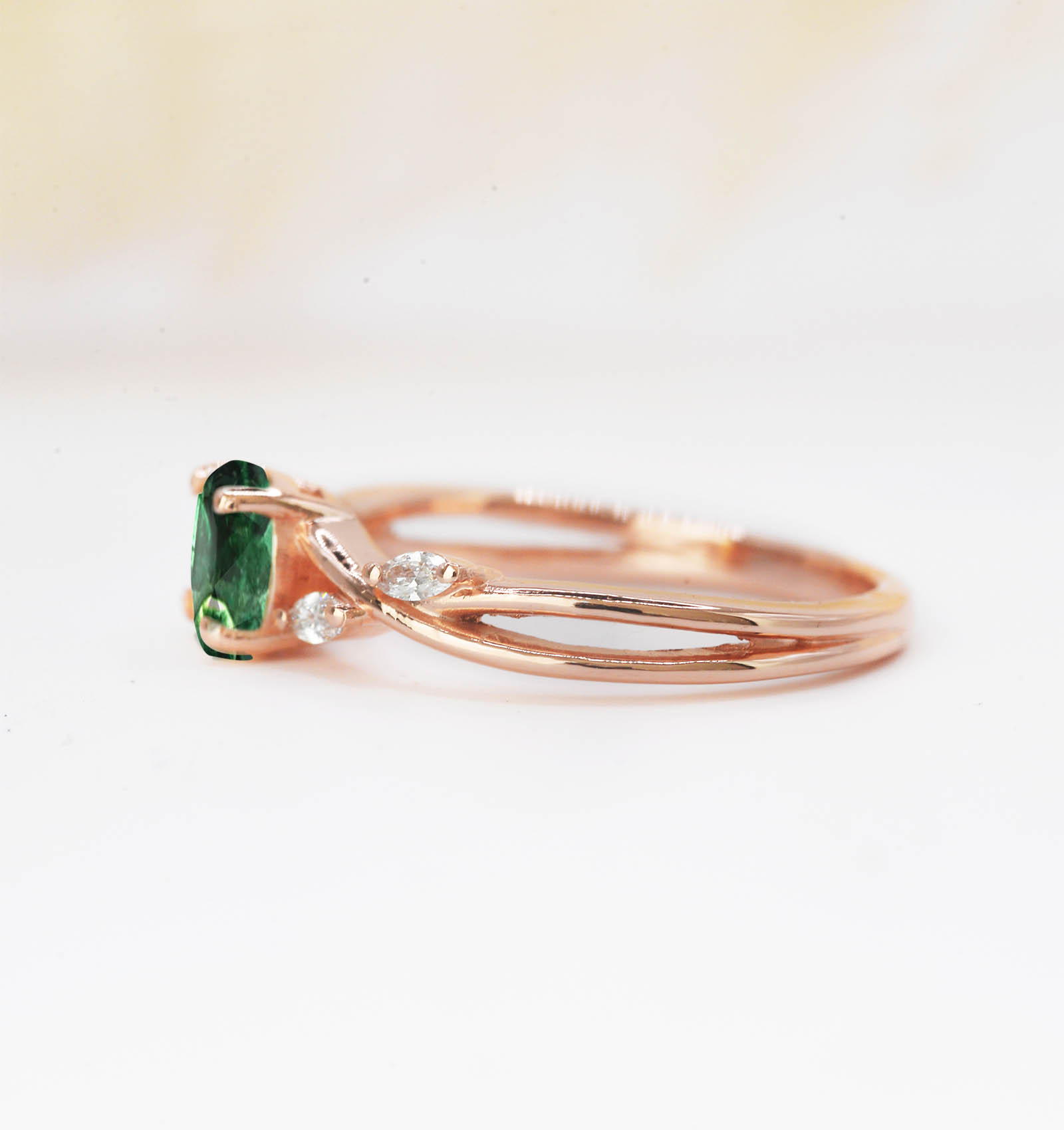 Mint green sapphire and marquise diamond ring DIORAH JEWELLERS