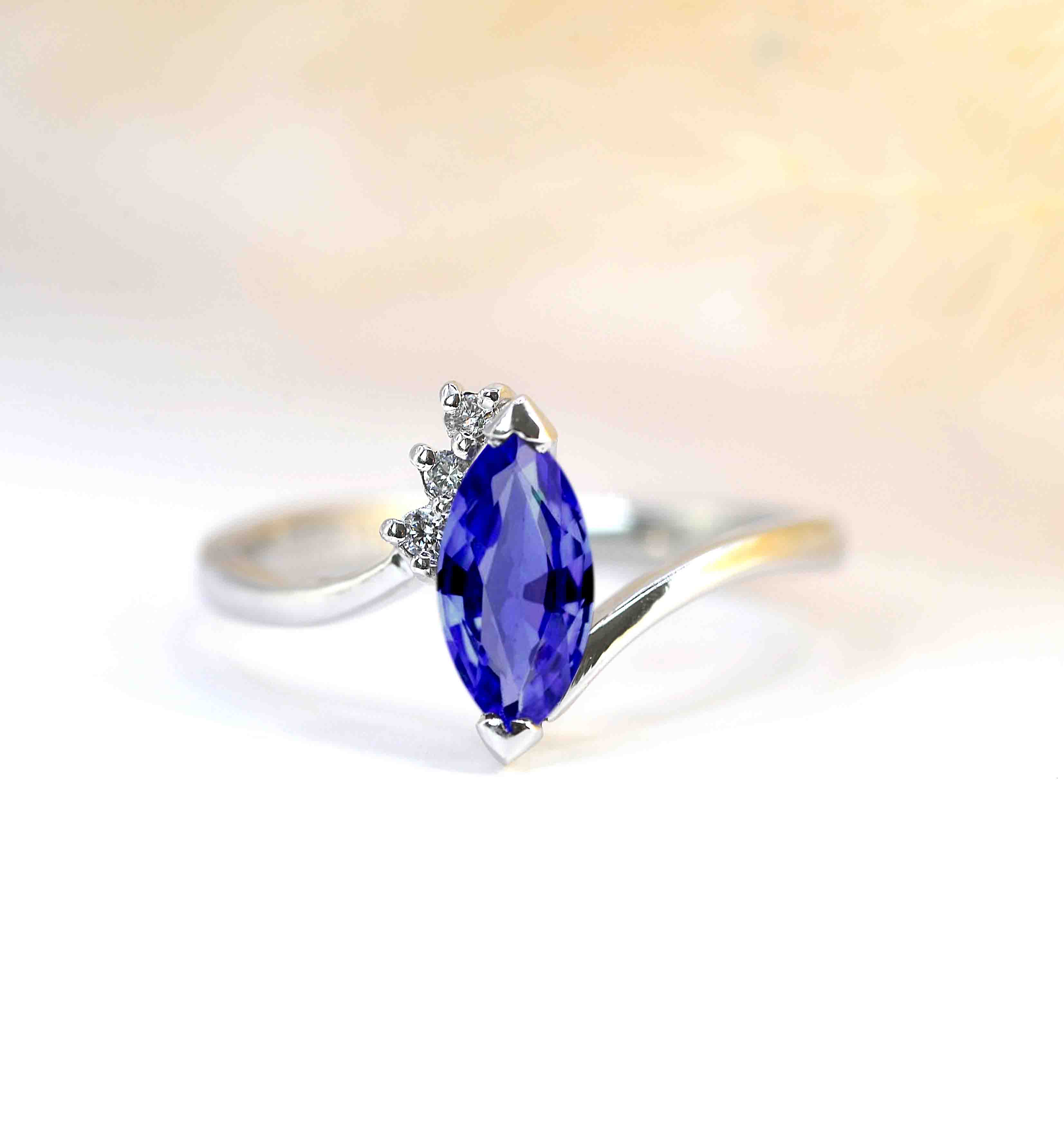 marquise blue sapphire bridal ring