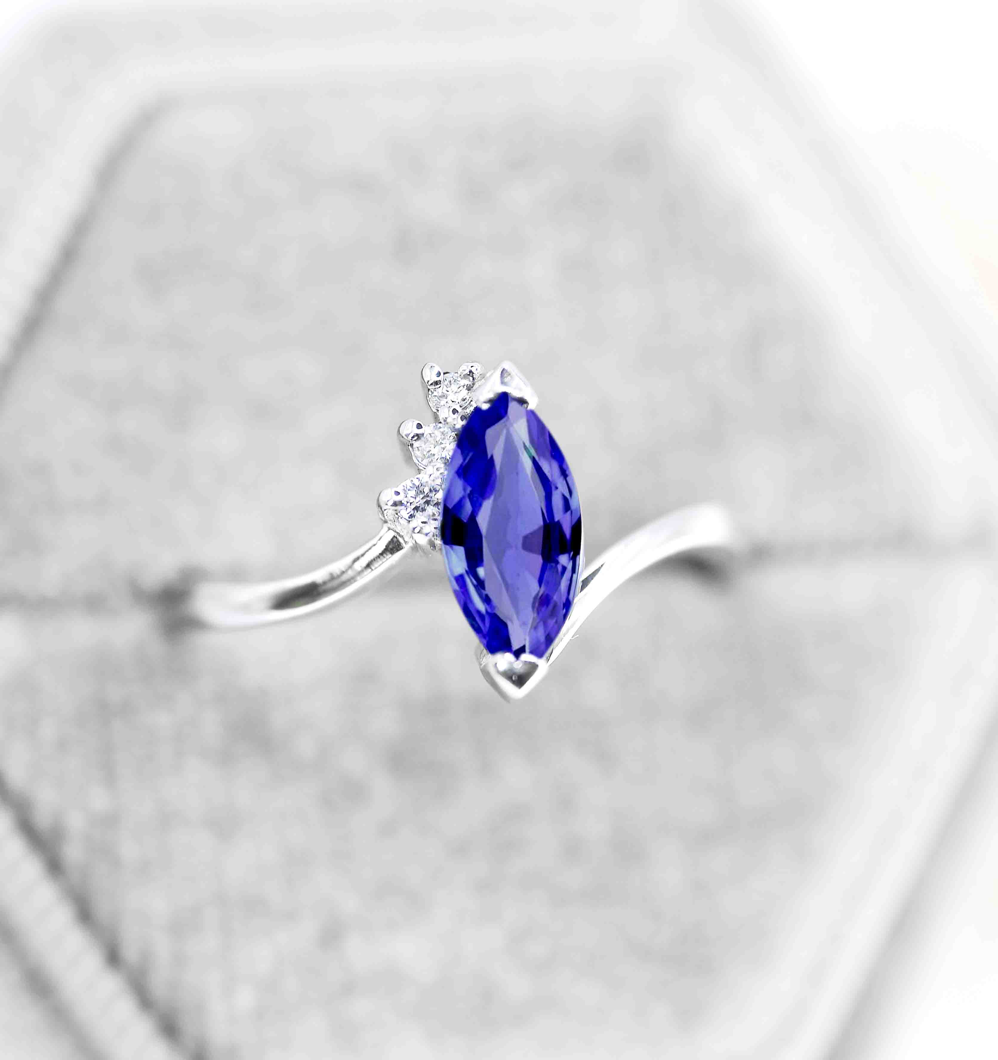marquise blue sapphire bridal ring