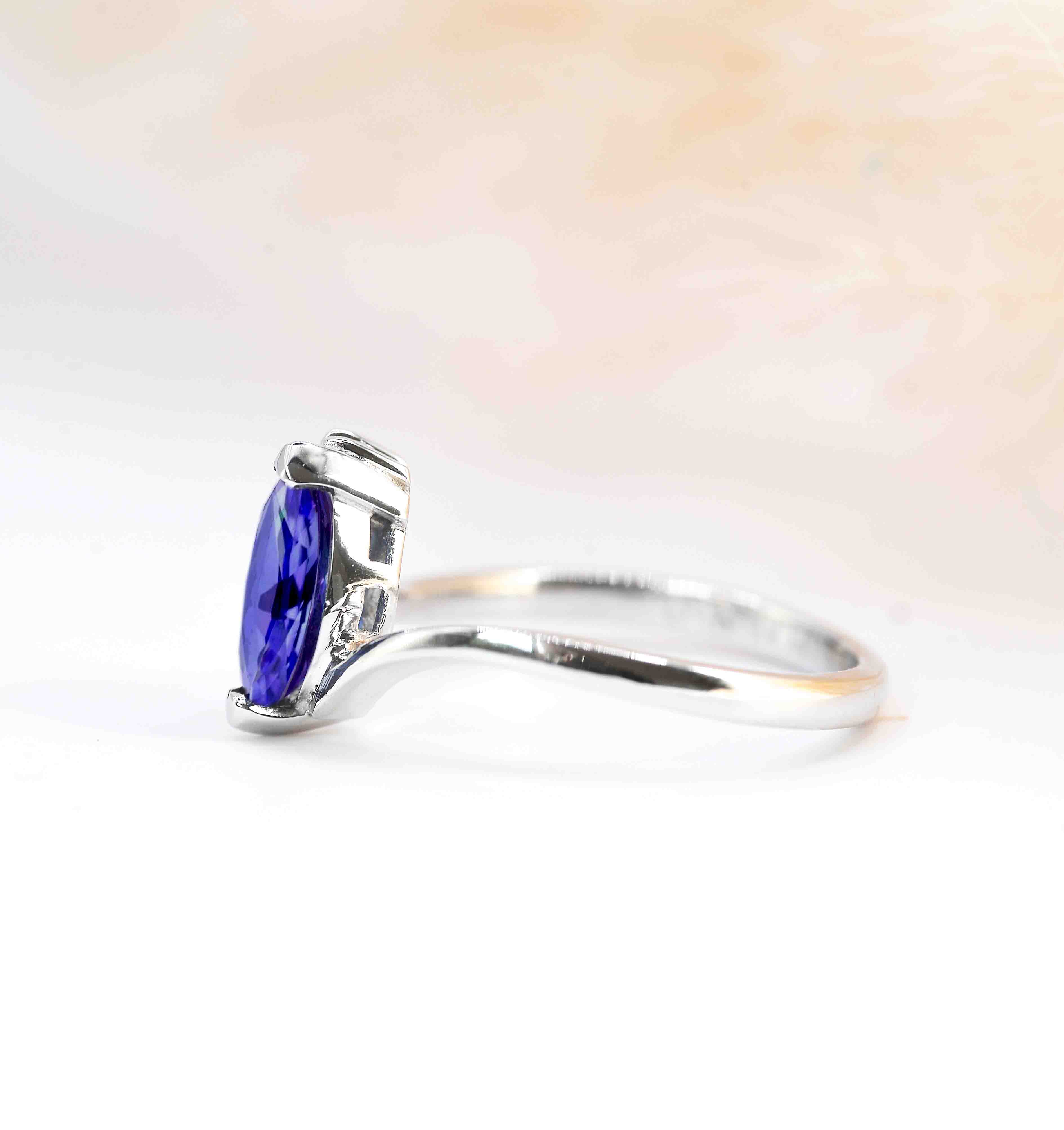 marquise blue sapphire bridal ring