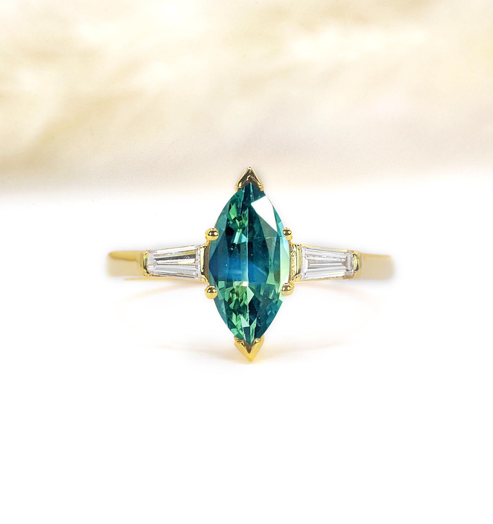 marquise teal sapphire diamond ring for her