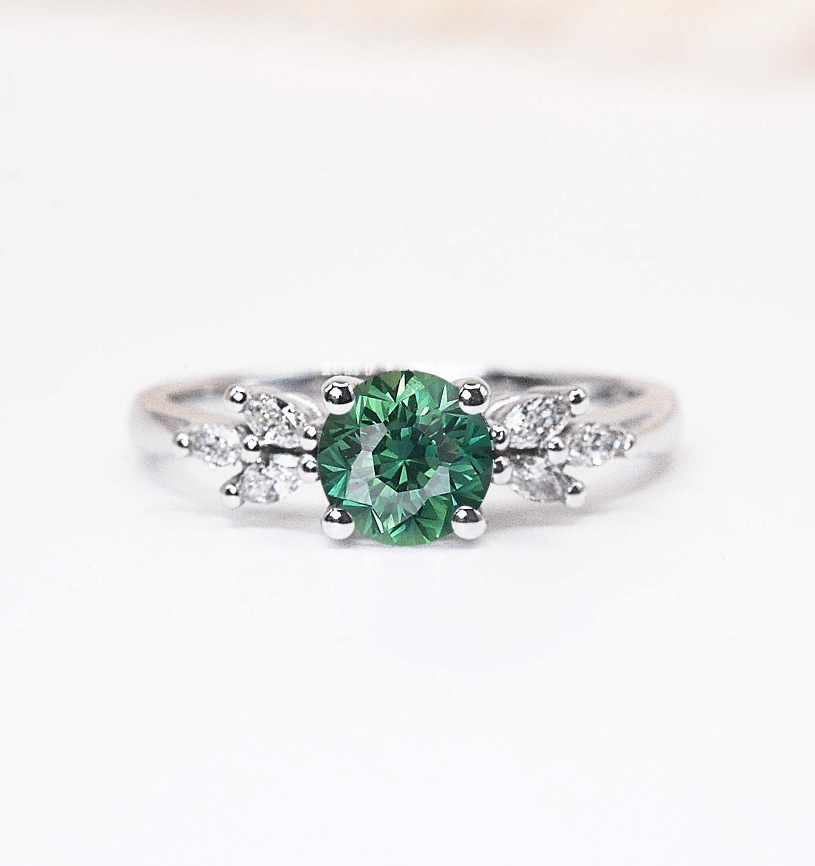 1.0ct mint green sapphire dainty engagement ring