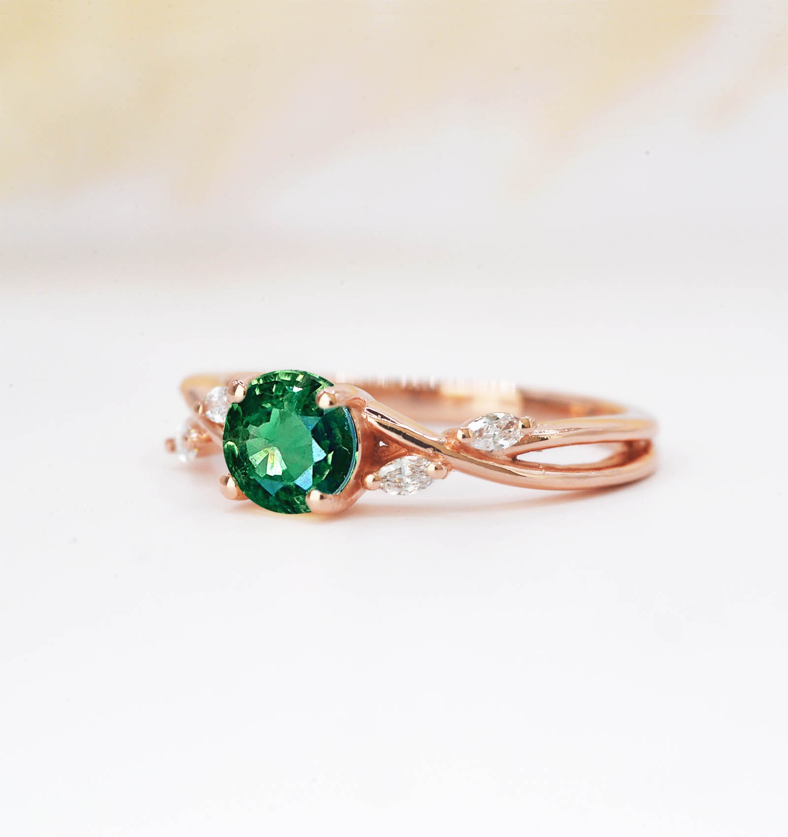 Mint green sapphire and marquise diamond ring DIORAH JEWELLERS