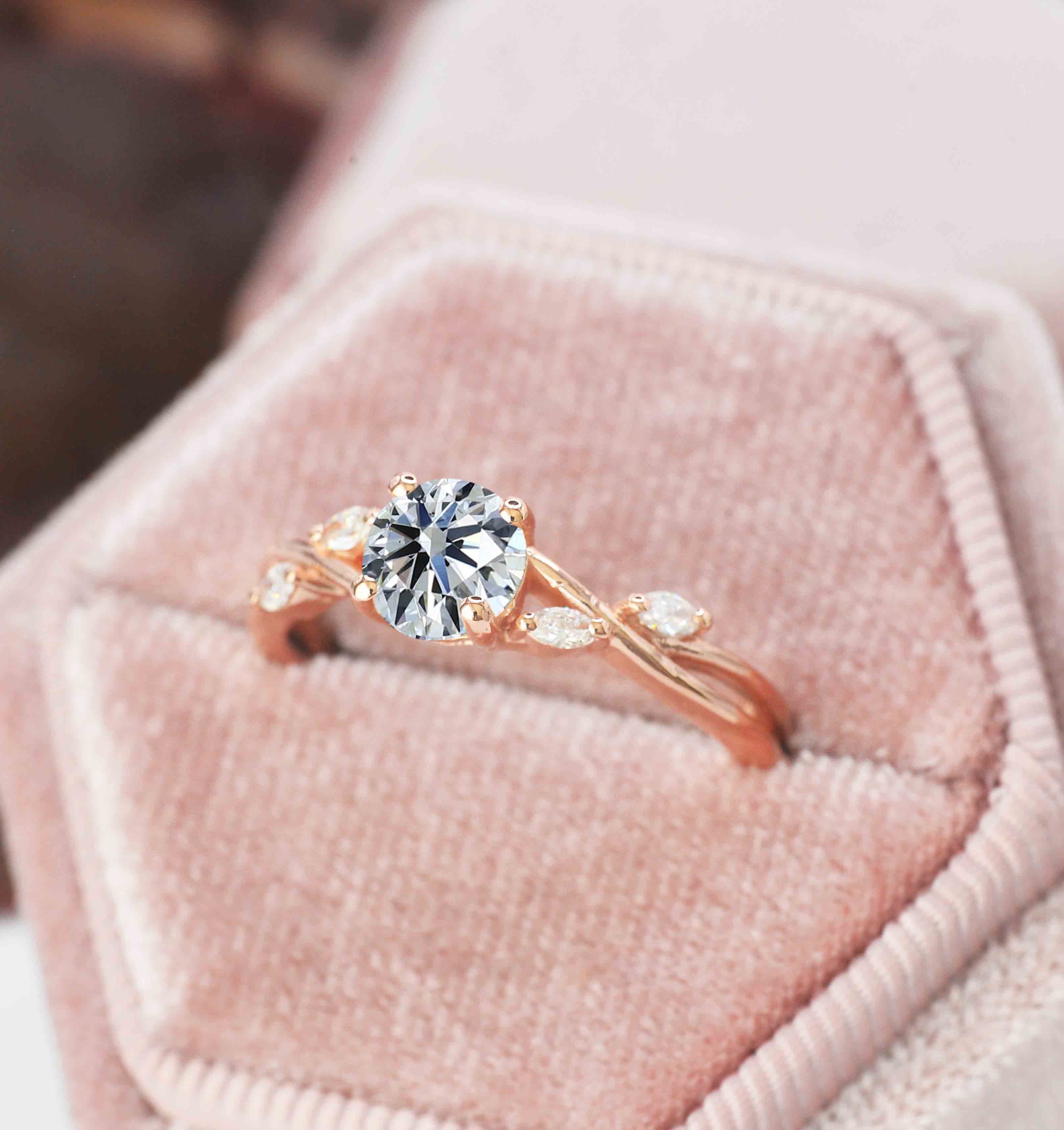 art deco moissanite engagement ring