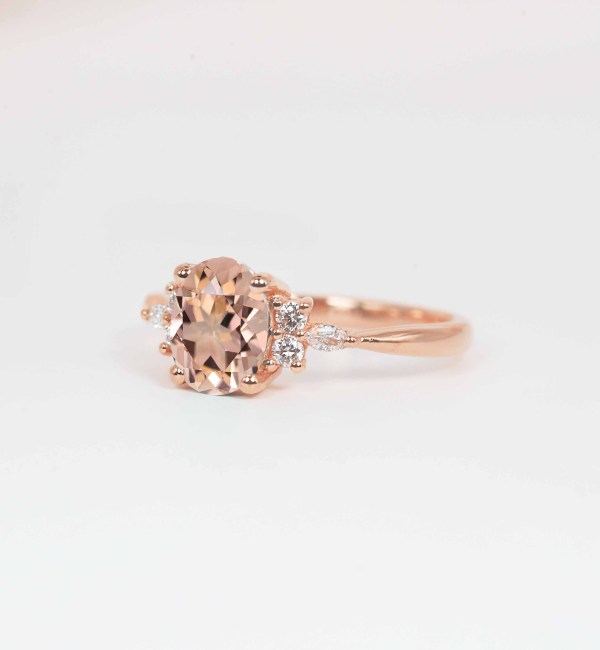 morganite and marquise diamond ring for her