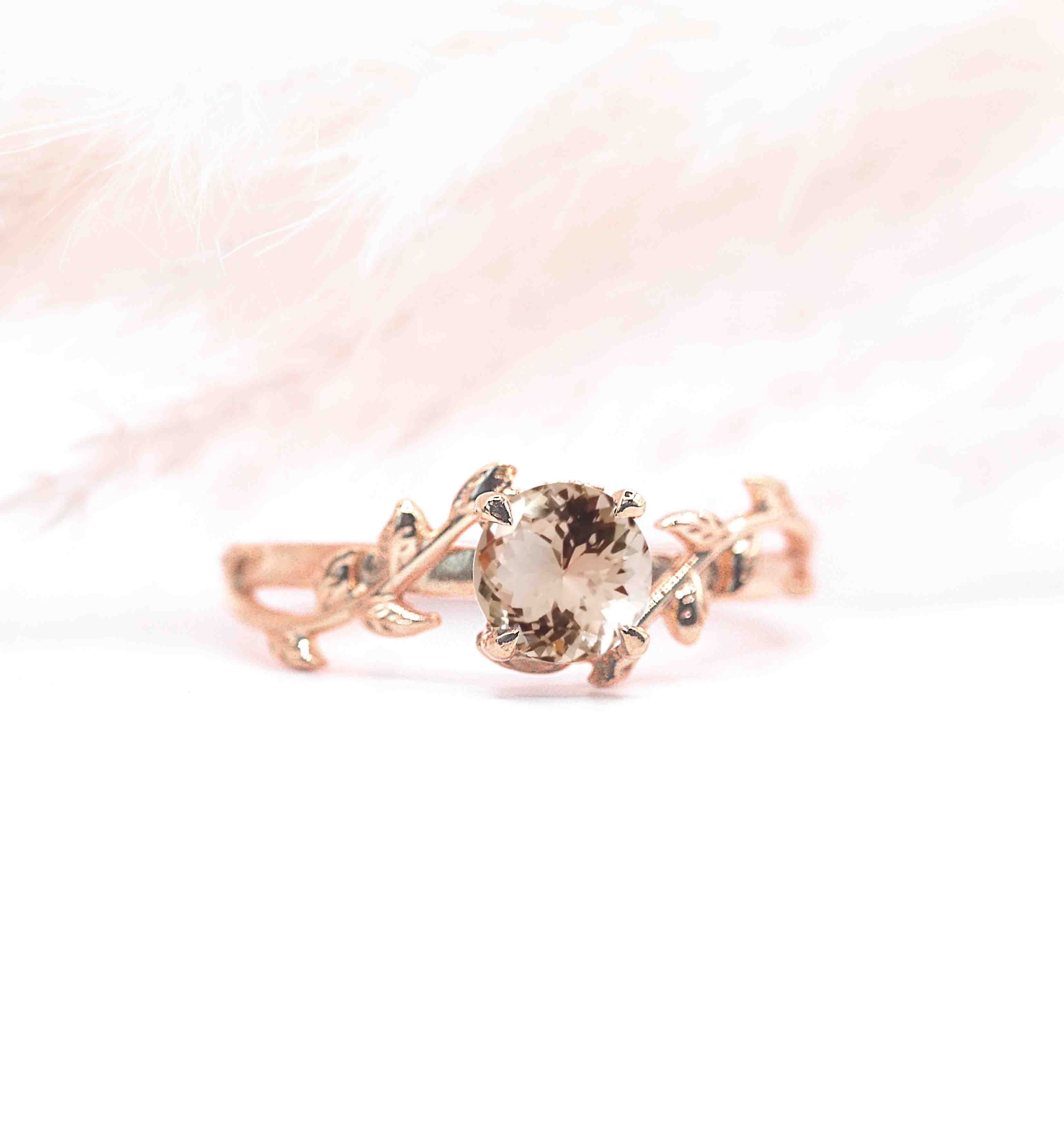 art deco engagement ring in rose gold