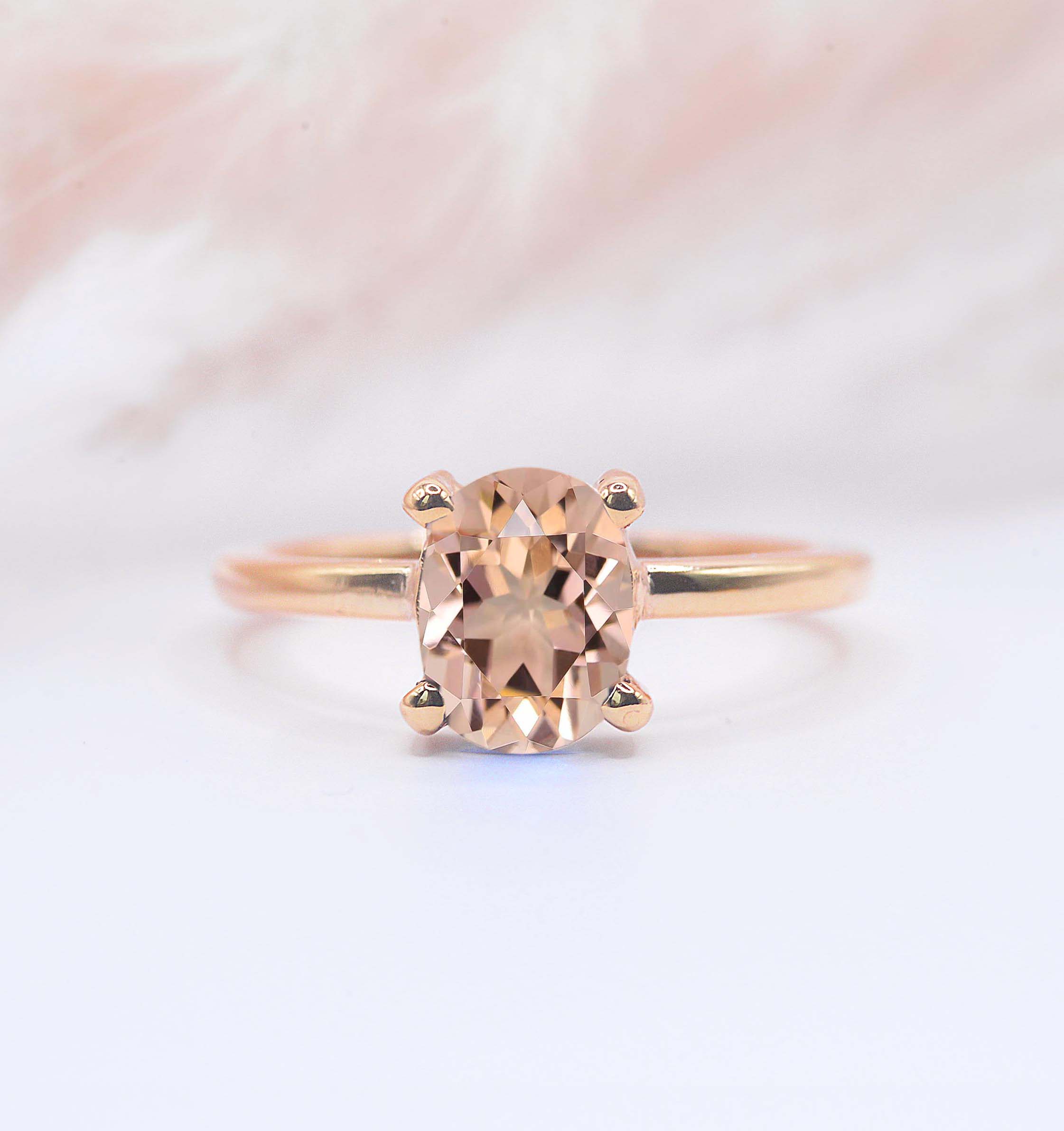 morganite minimalist ring in rose gold for her