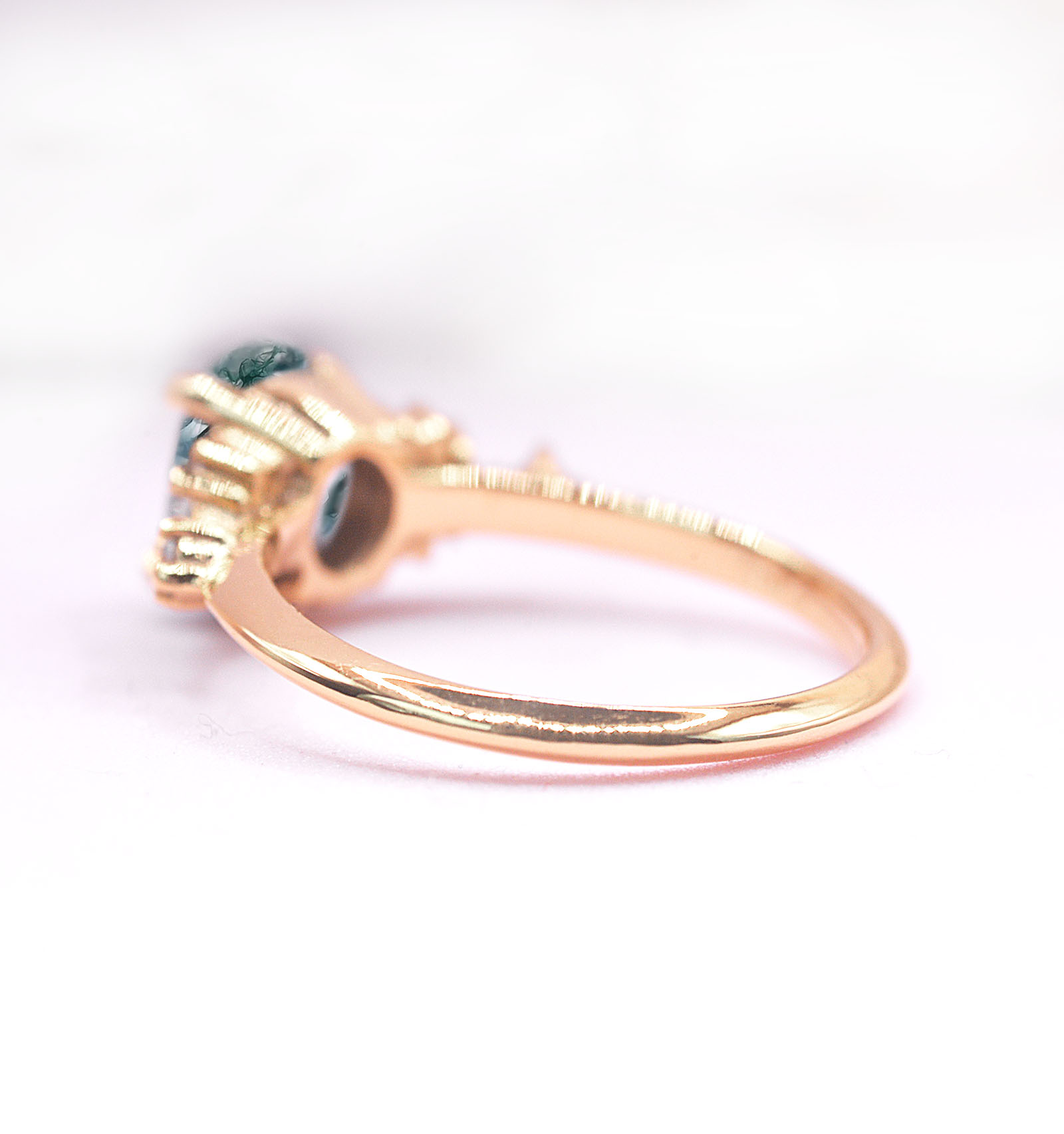 moss agate rose gold ring for her