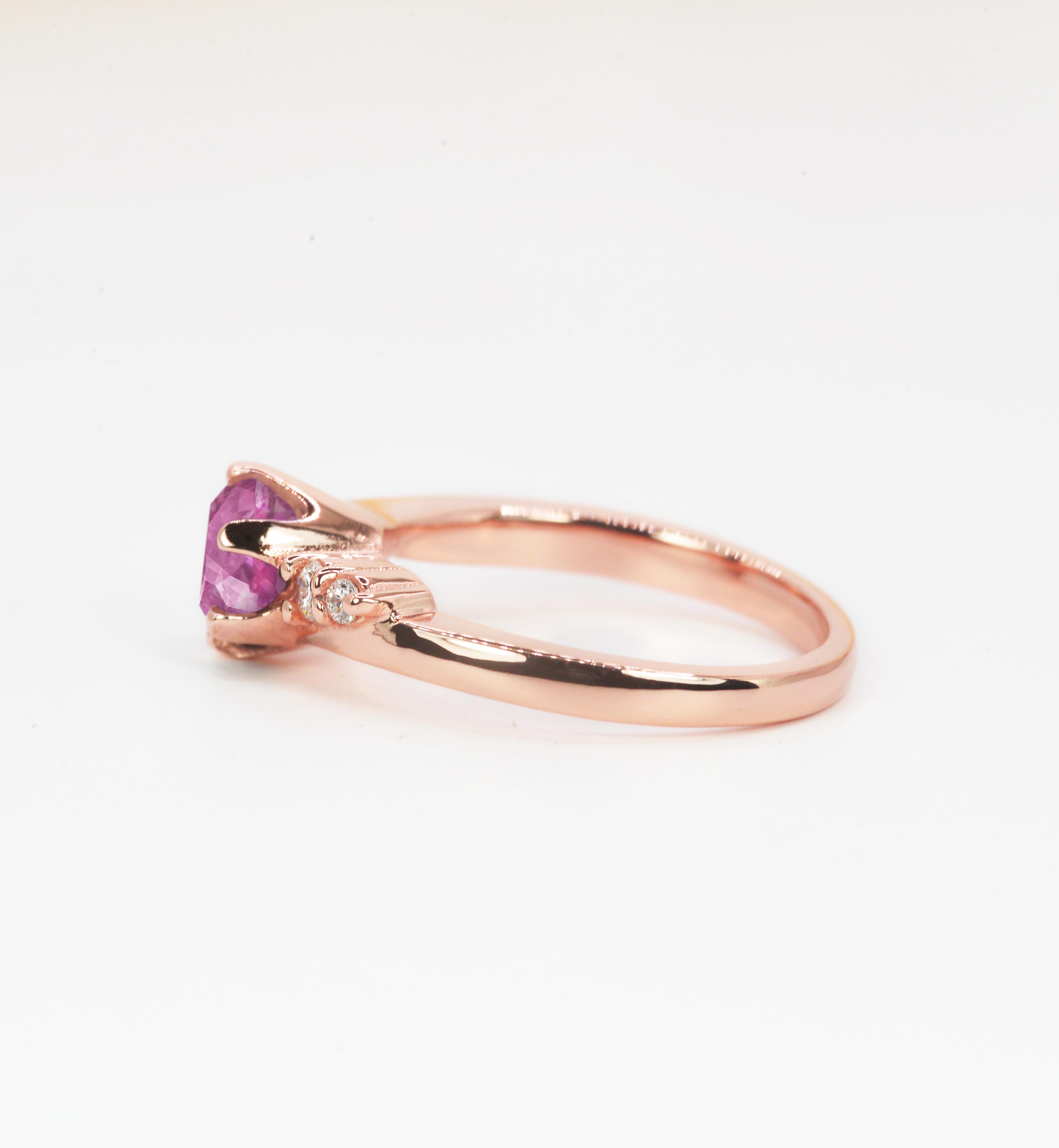 art deco pink sapphire ring