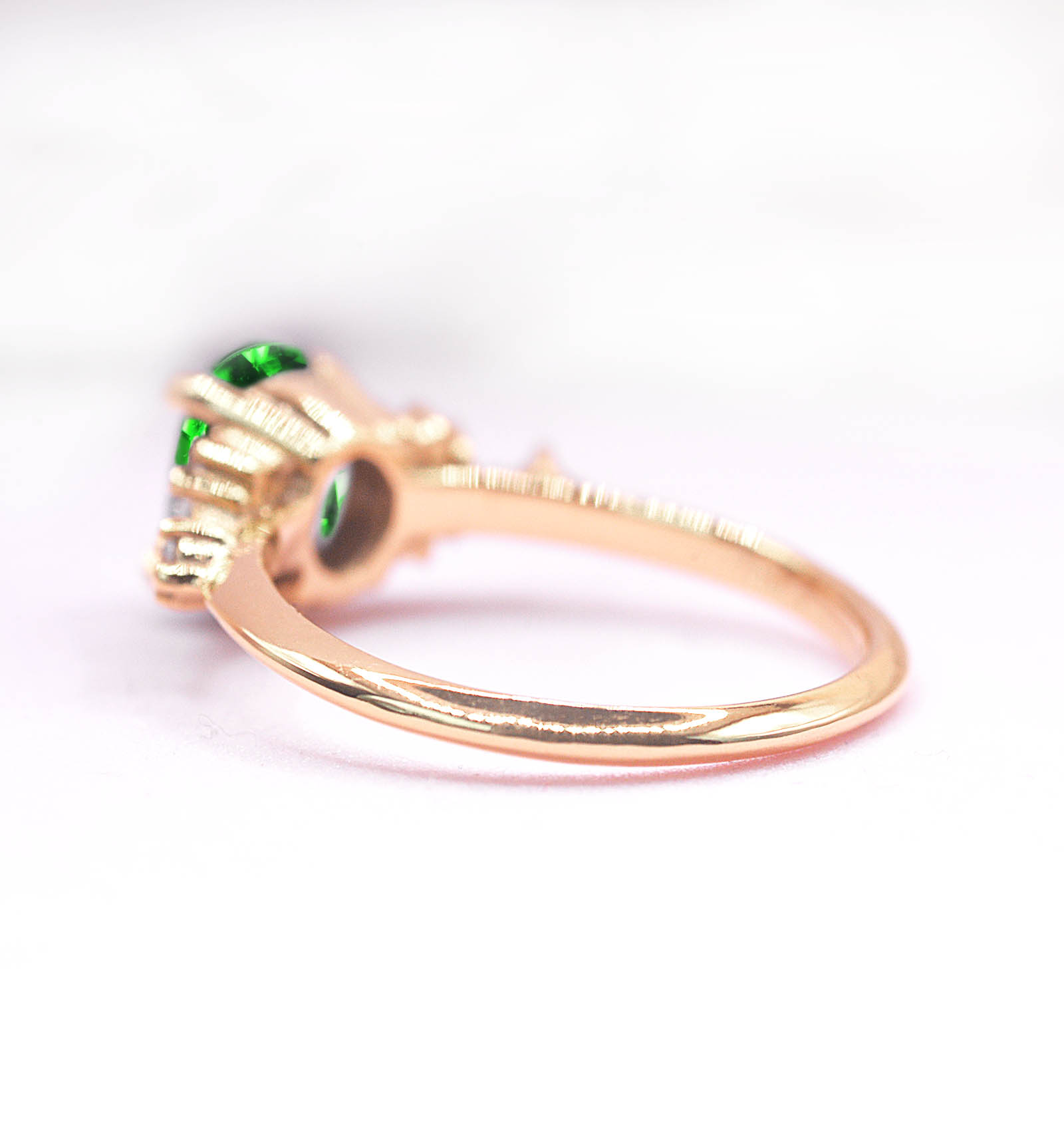green tsavorite and diamond ring for her