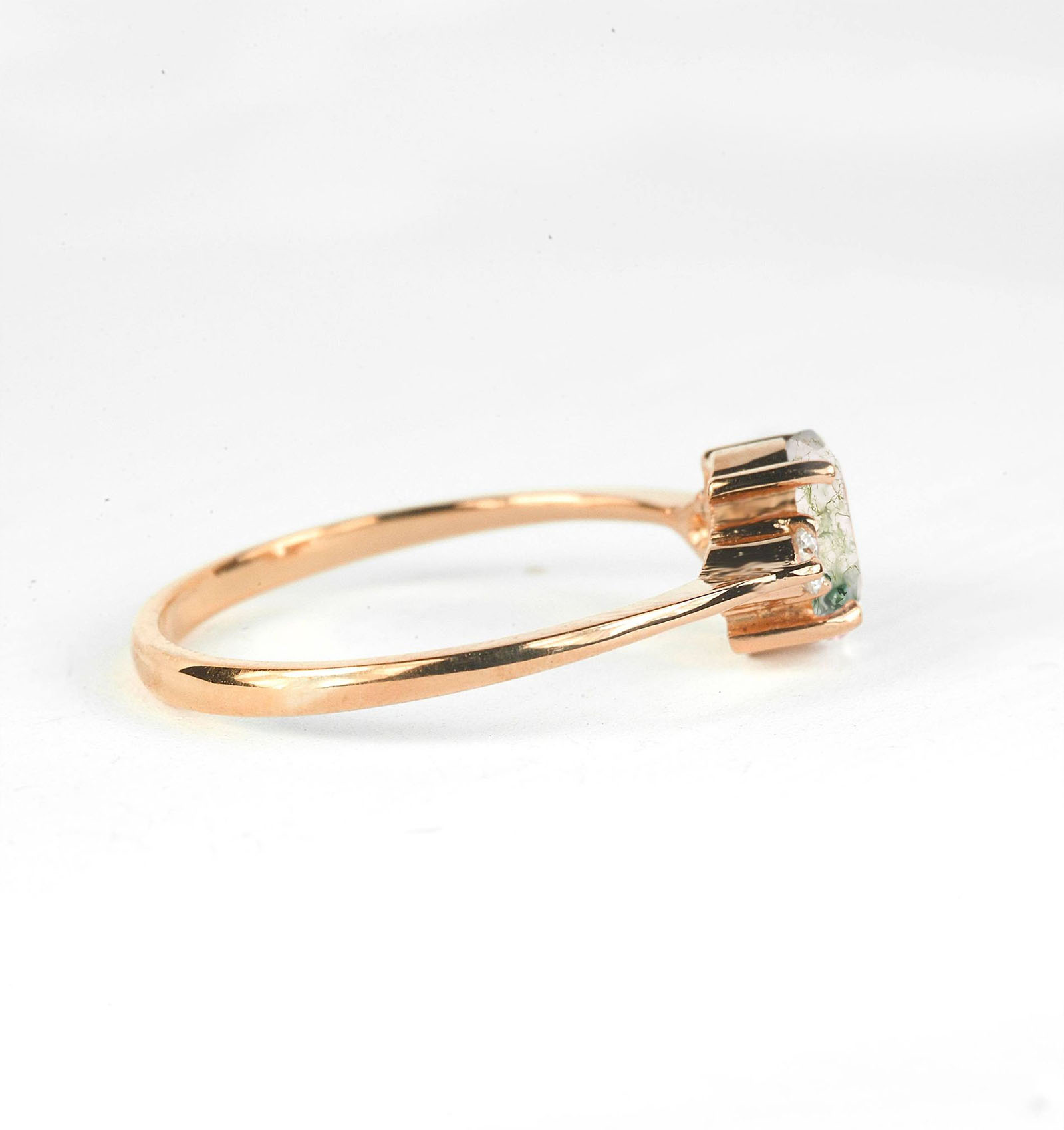 moss agate diamond cluster ring