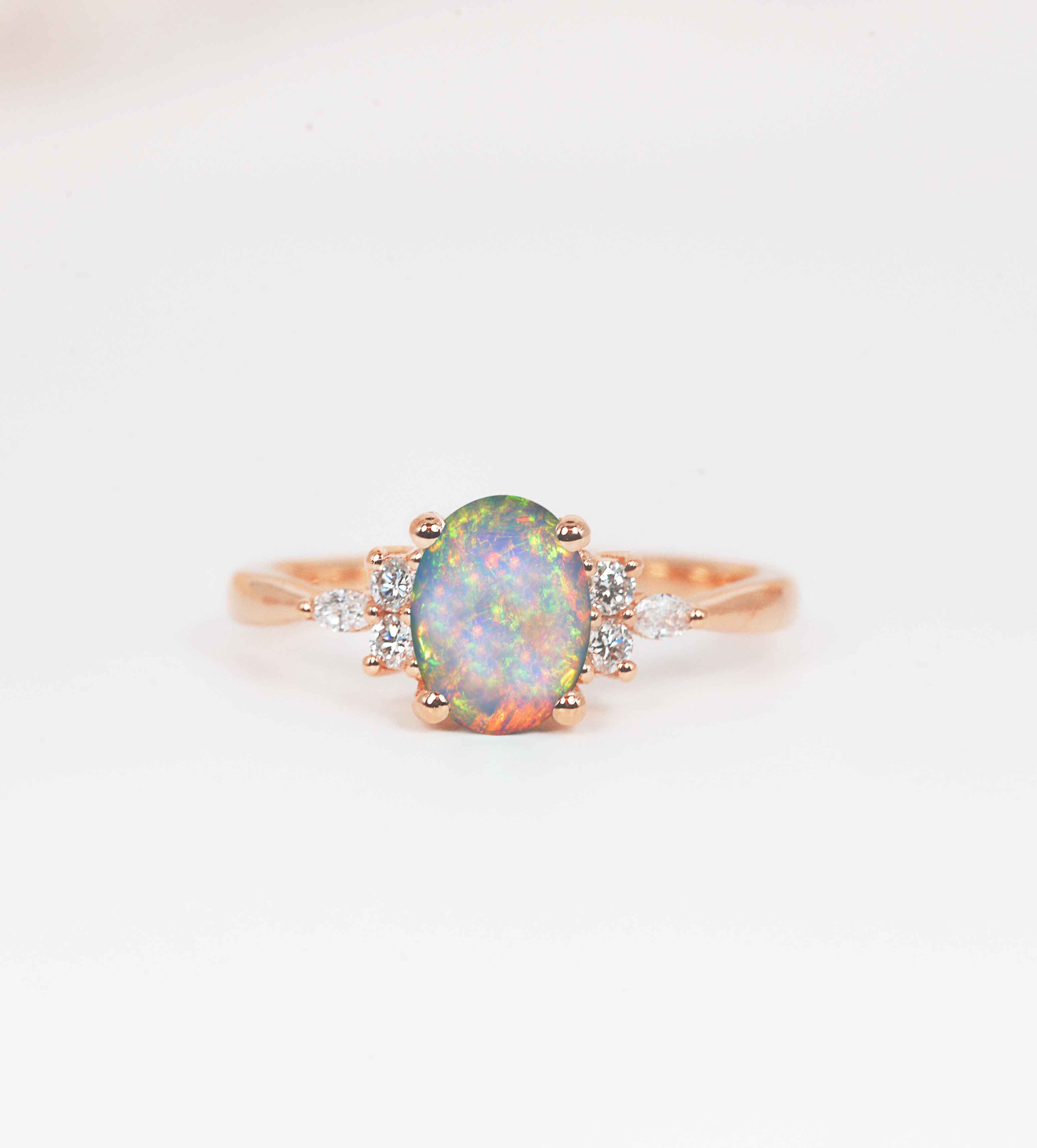 opal and marquise diamond ring