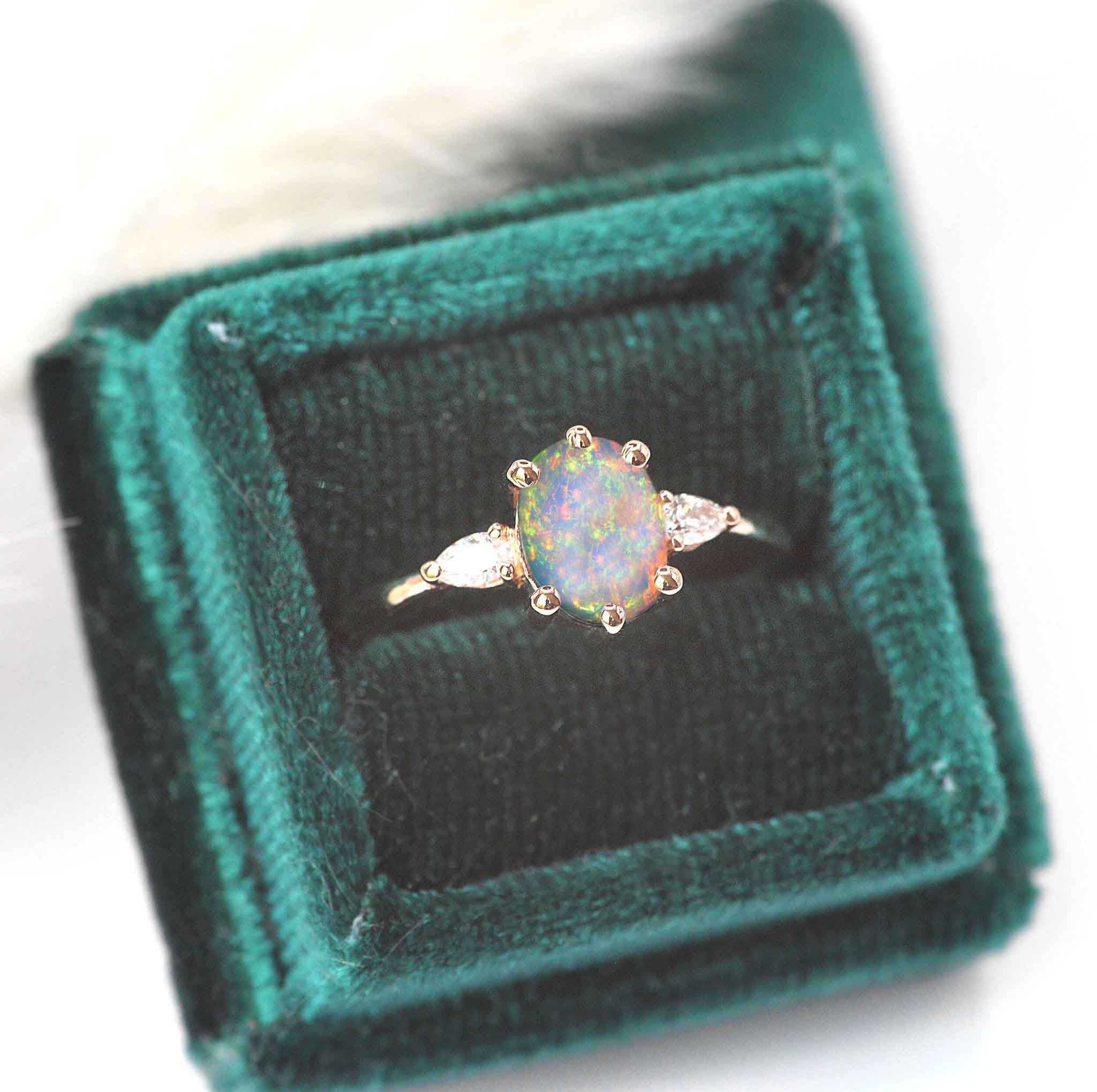 oval opal handmade art deco ring
