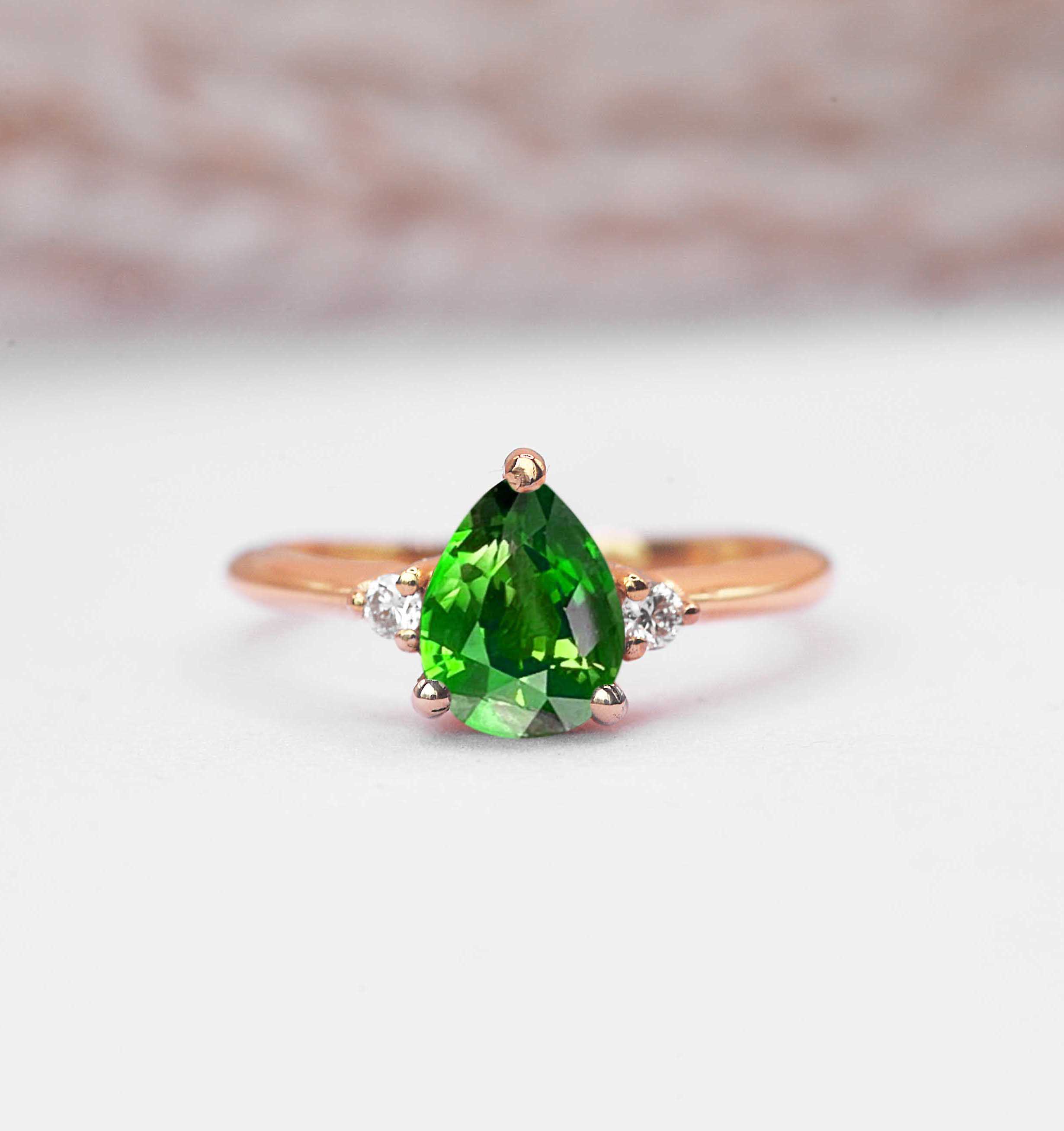 art deco green tsavorite ring for her
