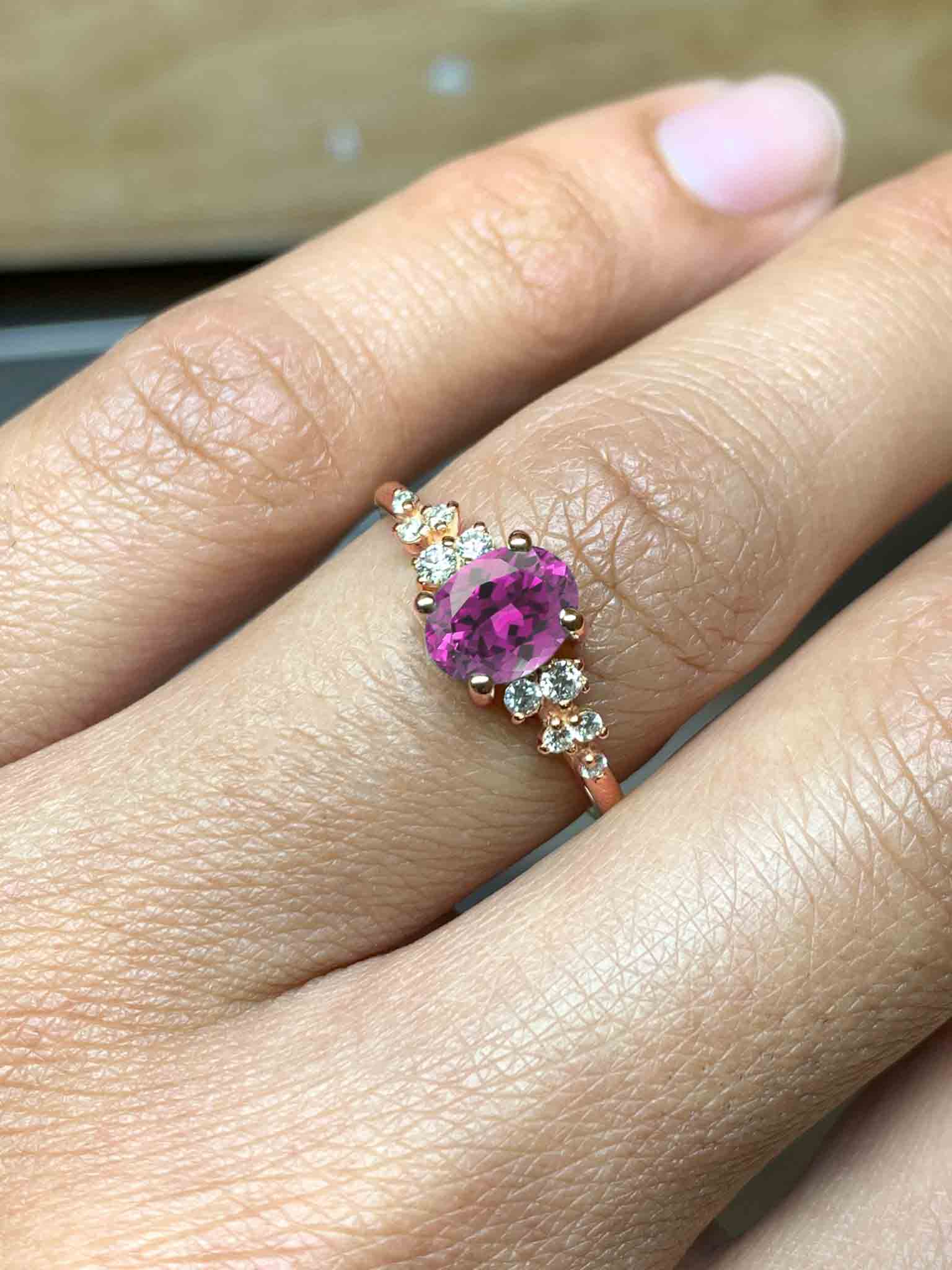 bridal pink sapphire ring for her