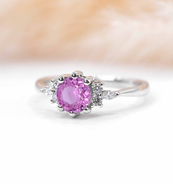 pink sapphire diamond anniversary ring