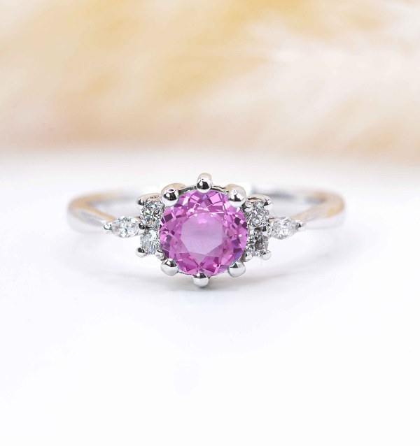 pink sapphire diamond anniversary ring
