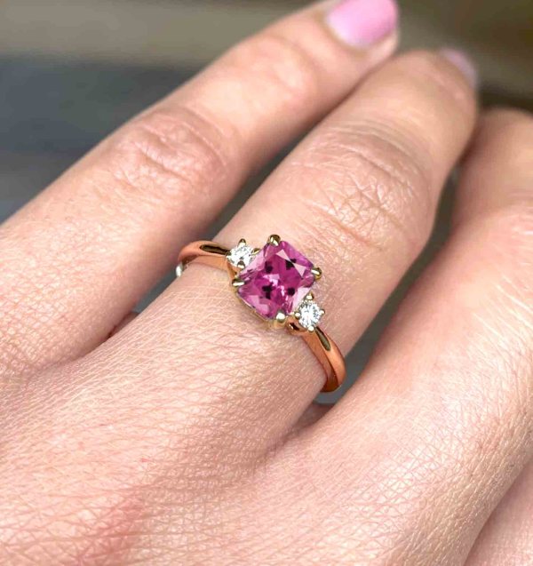 pink sapphire art deco engagement ring