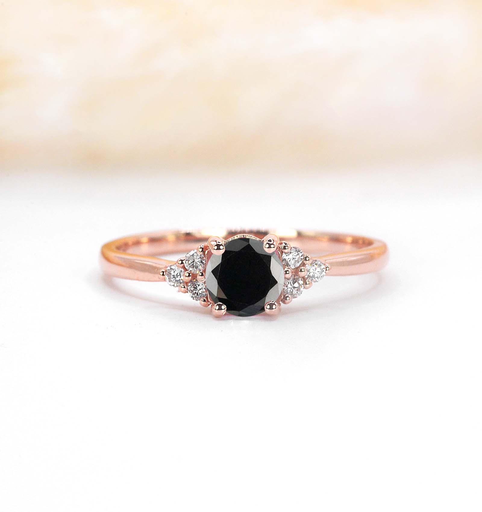 Black diamond cluster engagement ring