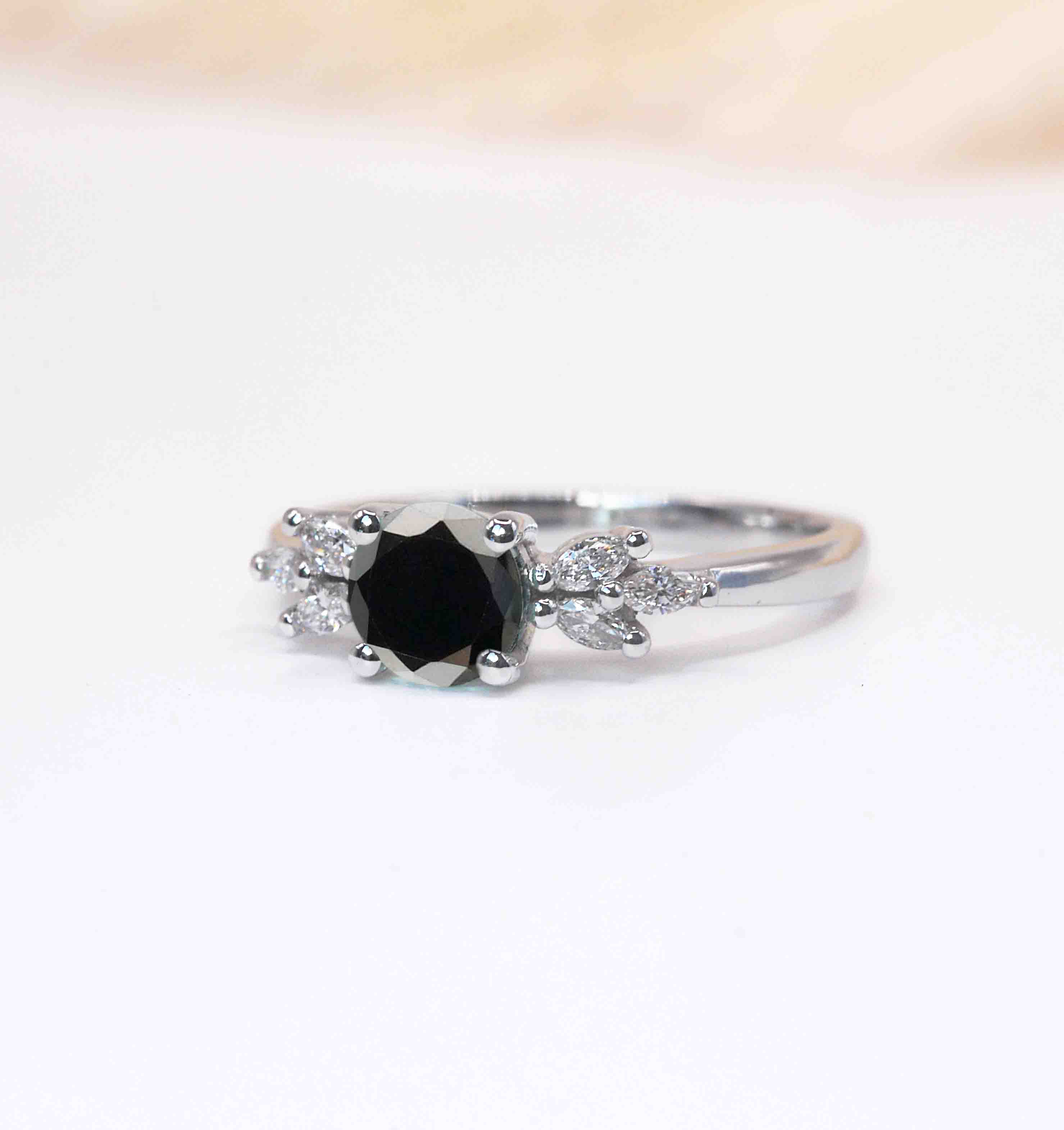 Natural black diamond white gold ring - DIORAH JEWELLERS