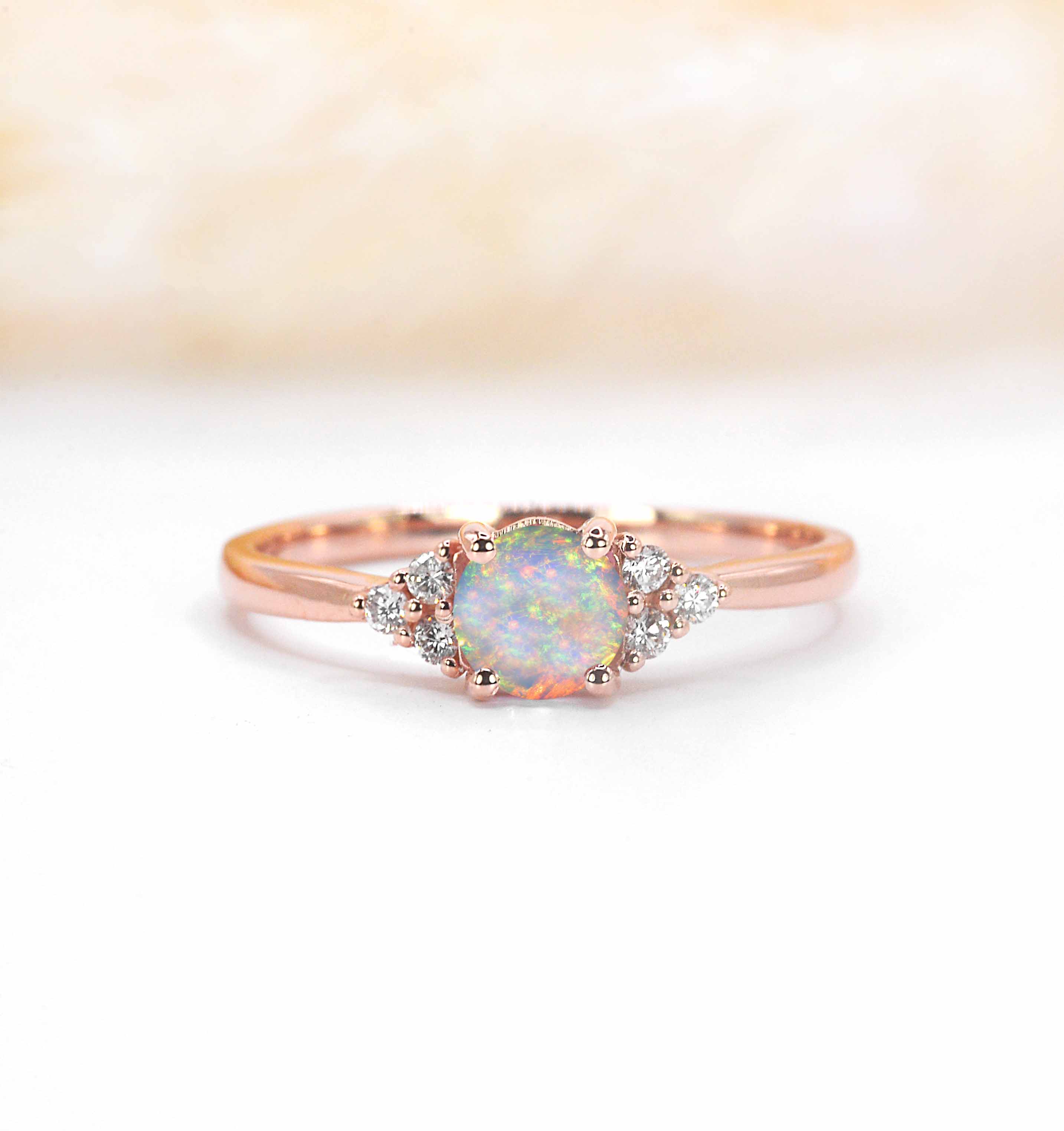art deco vivid white opal vintage ring