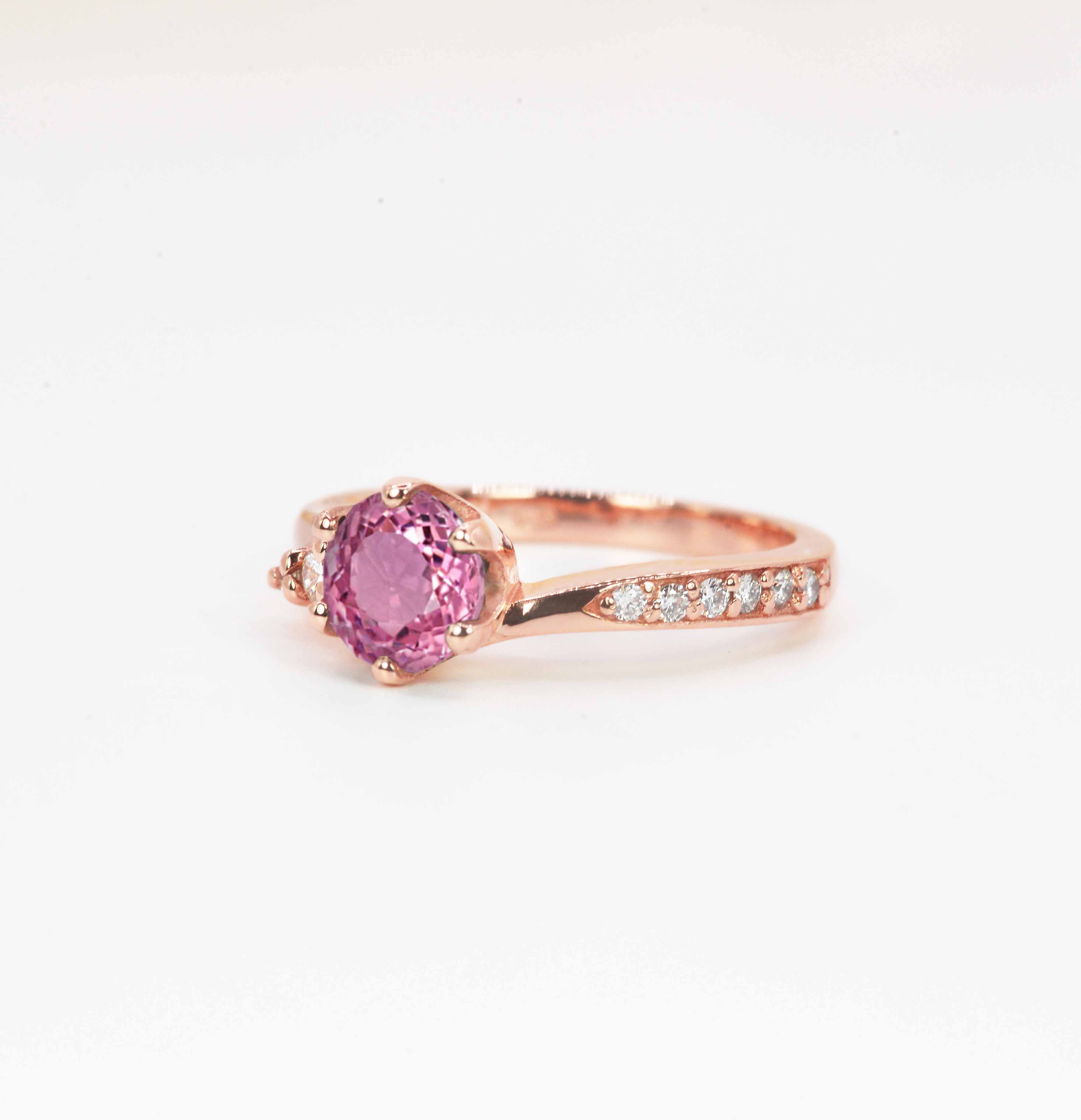 art deco pink sapphire ring