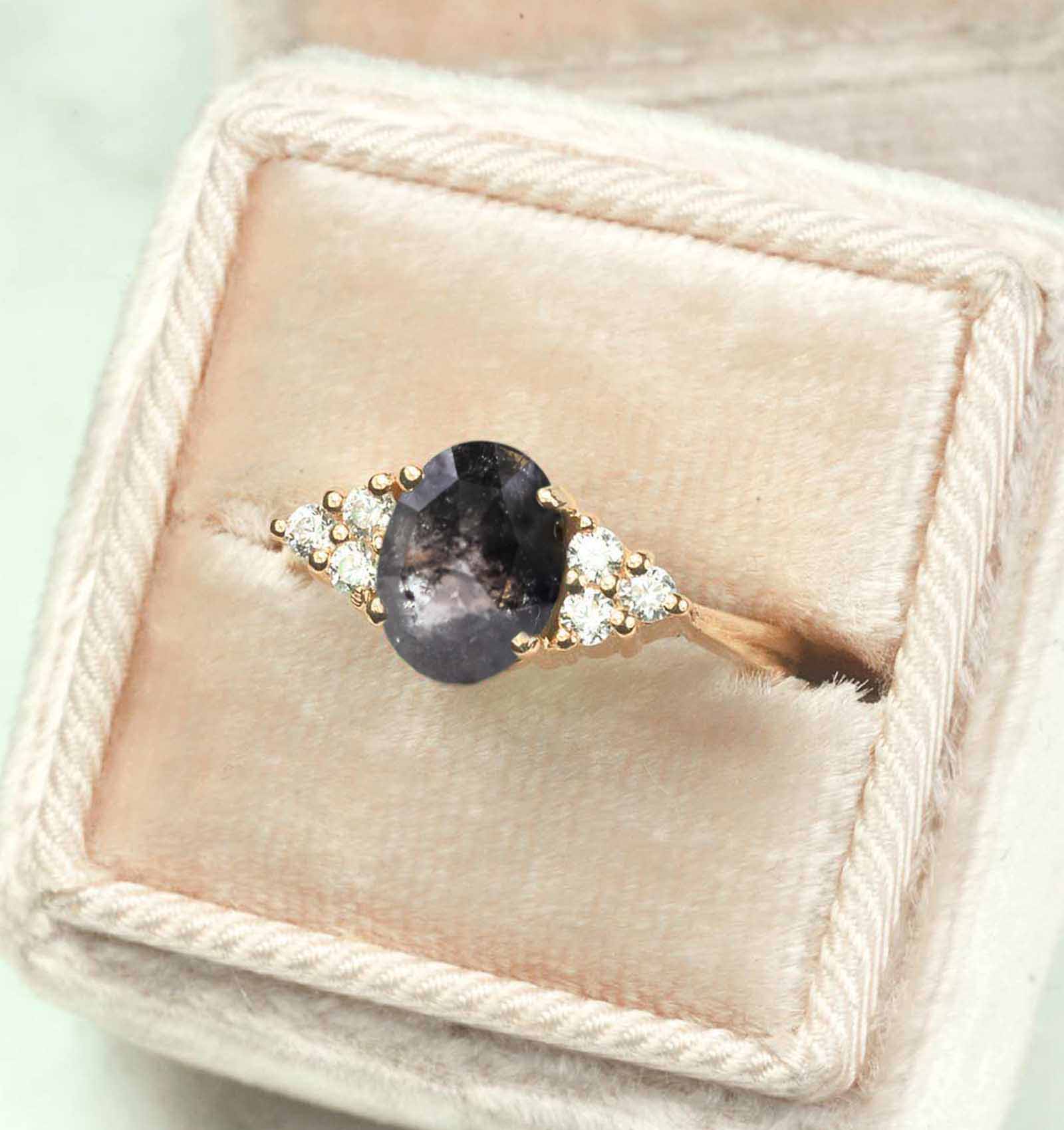 salt and pepper diamond bridal engagement ring for her