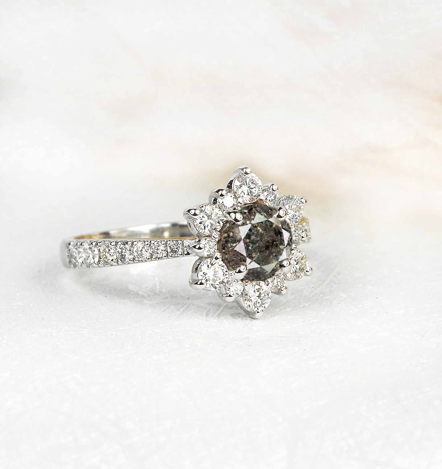 Handmade Salt And Pepper Diamond Cluster Ring - Image 3