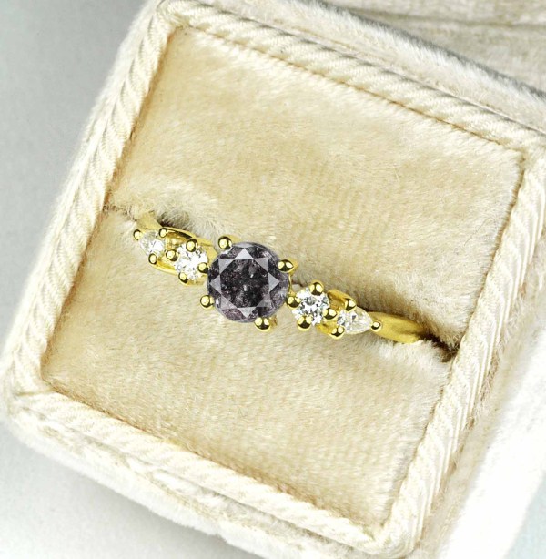 bridal salt and pepper diaomnd engagement ring for her