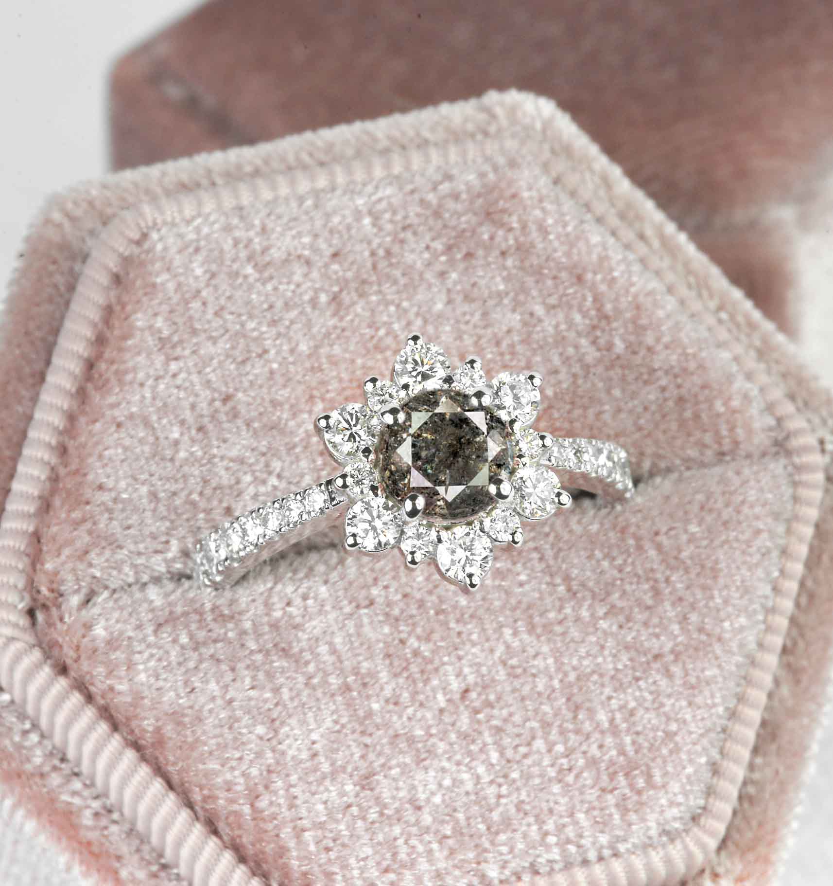 Handmade Salt And Pepper Diamond Cluster Ring - Image 5
