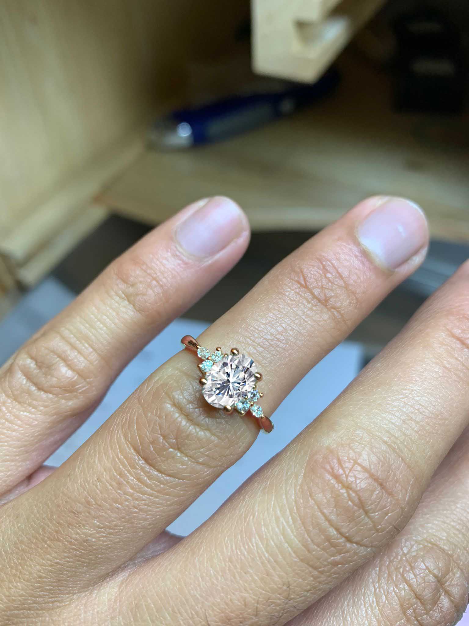 art deco lab diamond ring in rose gold