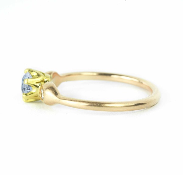 bridal aquamarine bi metal ring