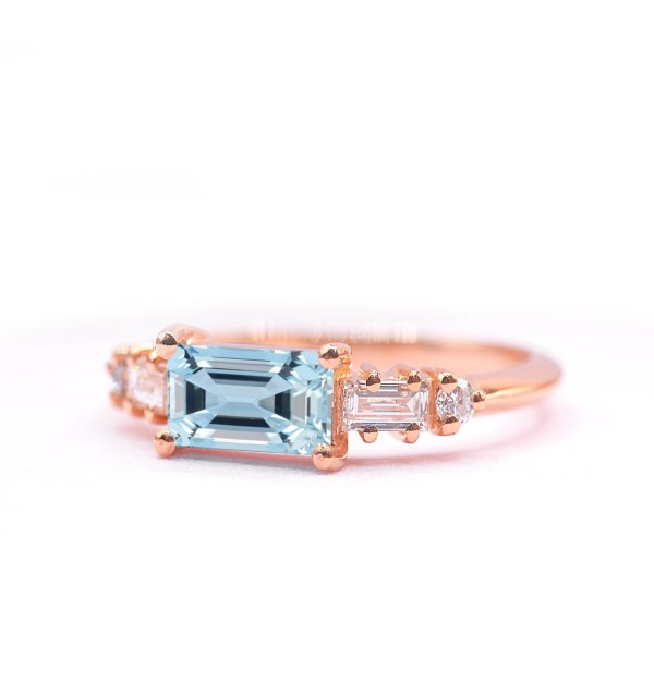 aquamarine and diamond ring for her