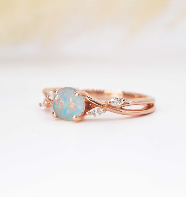 opal engagement ring in rose gold