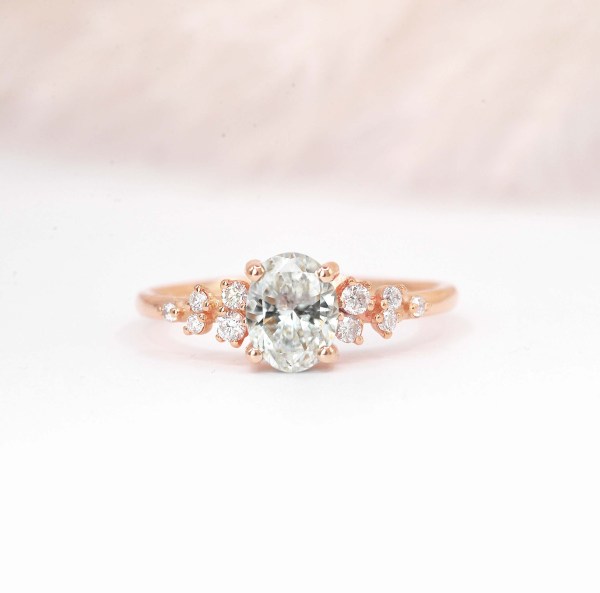 vintage white moissanite cluster ring for her