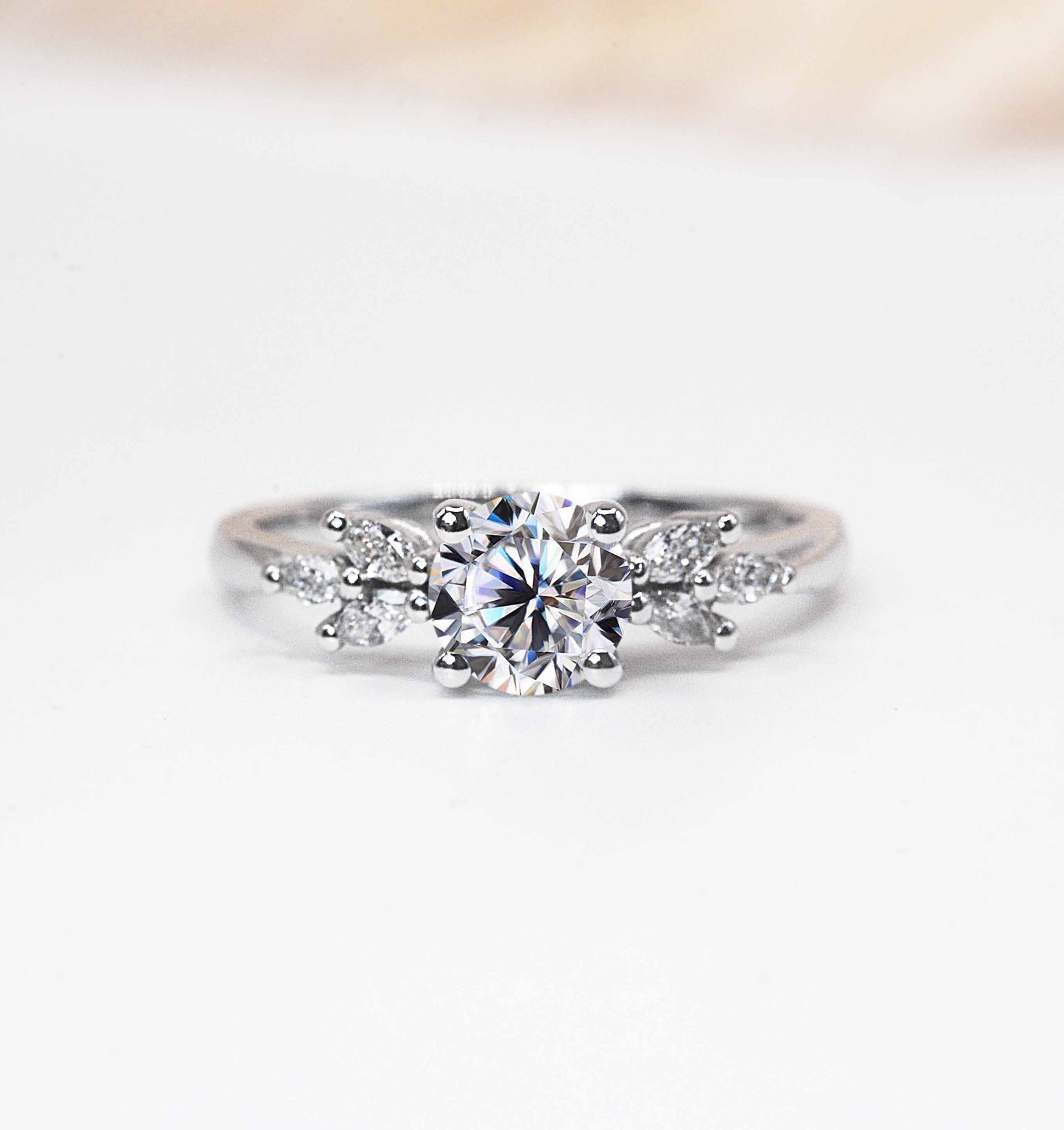 moissanite and marquise cluster ring