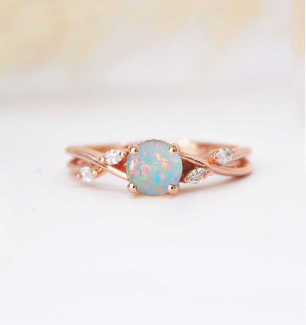 opal engagement ring in rose gold