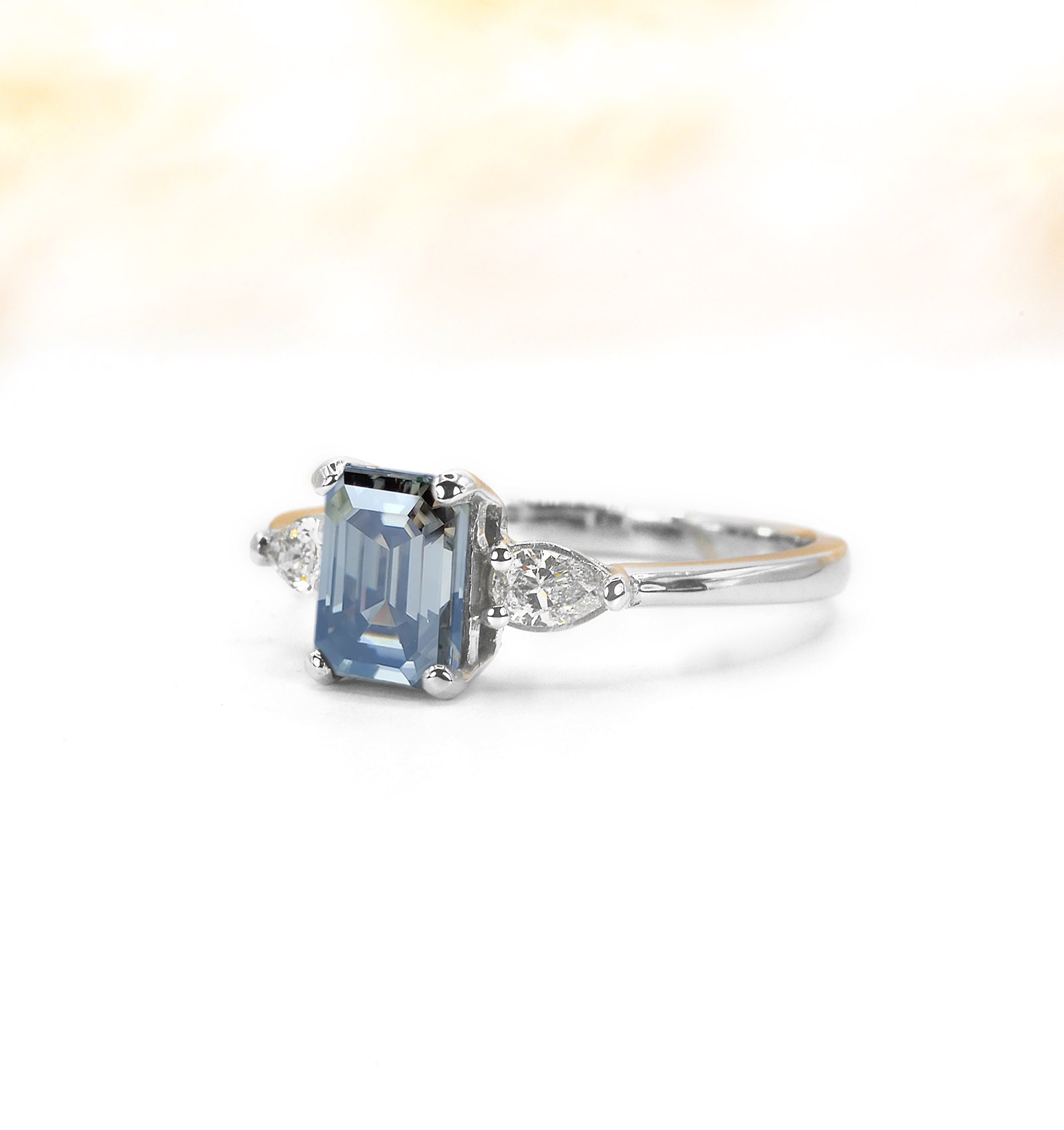 vintage grey moissanite ring