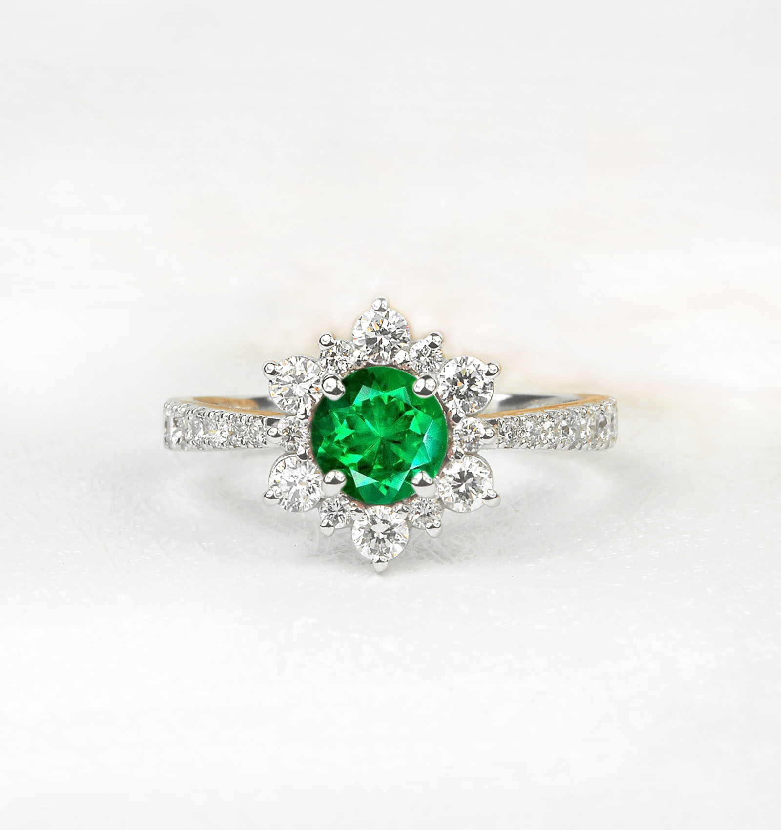 emerald dainty cluster ring